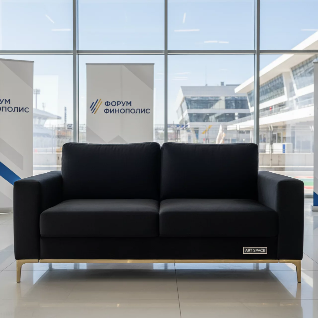 Аренда Диван двухместный Andrian black & gold черный на Сочи Автодроме — ART SPACE