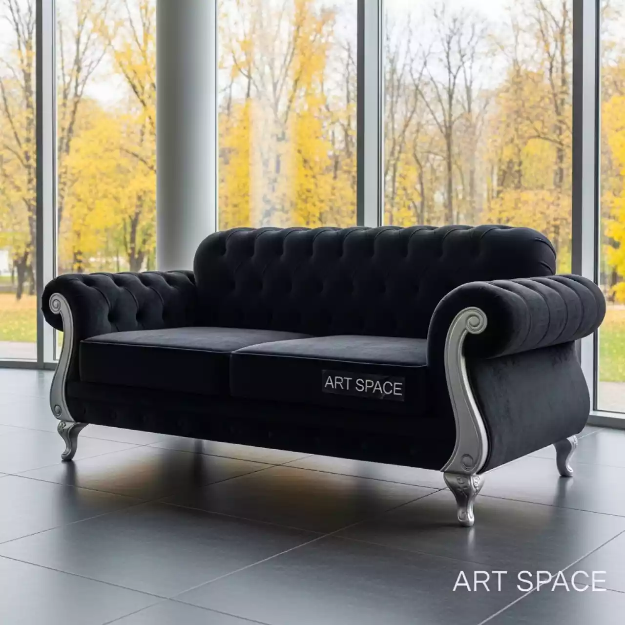 Аренда Диван двухместный Andrian silver black в санатории «Черноморье» — ART SPACE