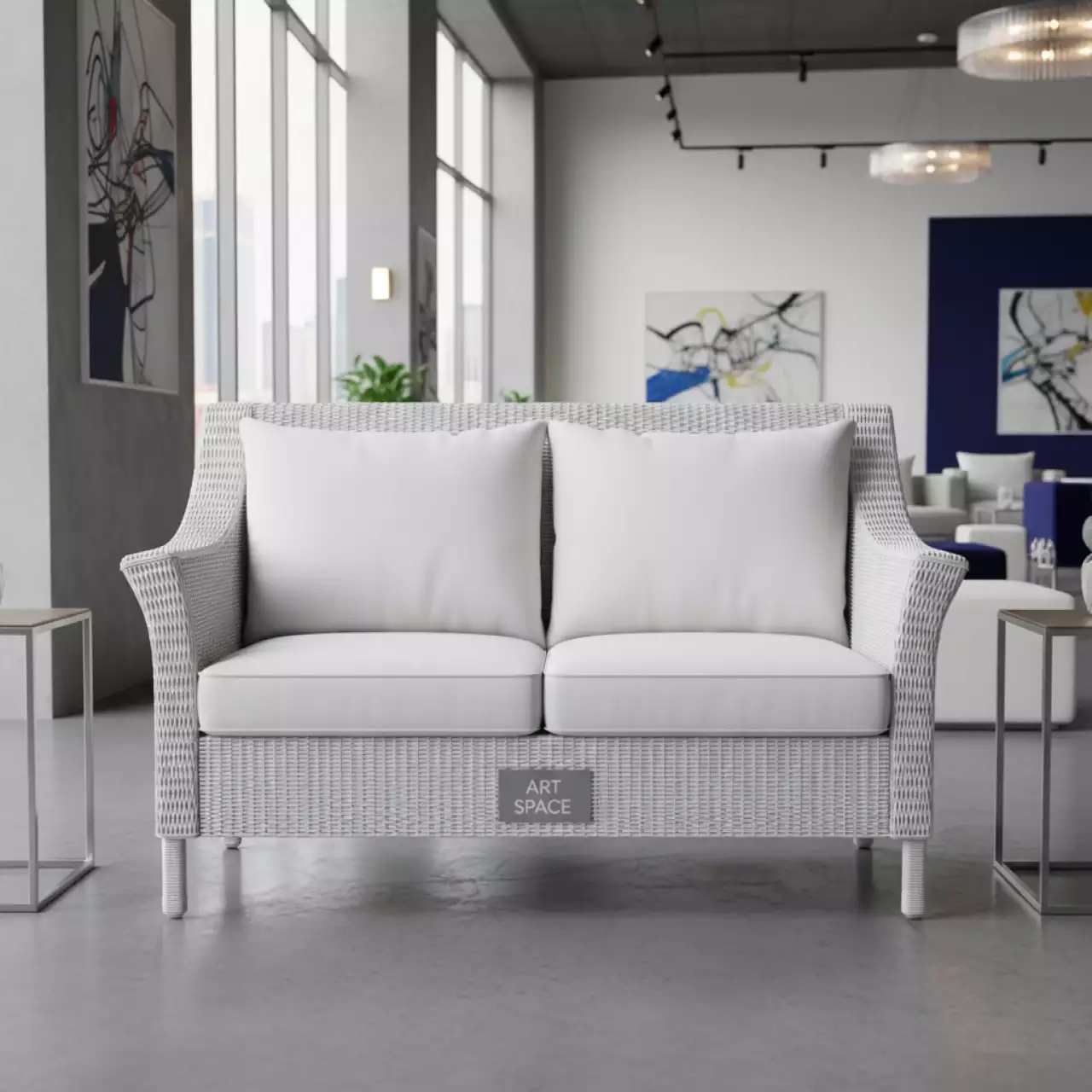 Аренда Диван двухместный из искусственного ротанга YH C2169W white в конгресс-холле отеля Жемчужина — ART SPACE