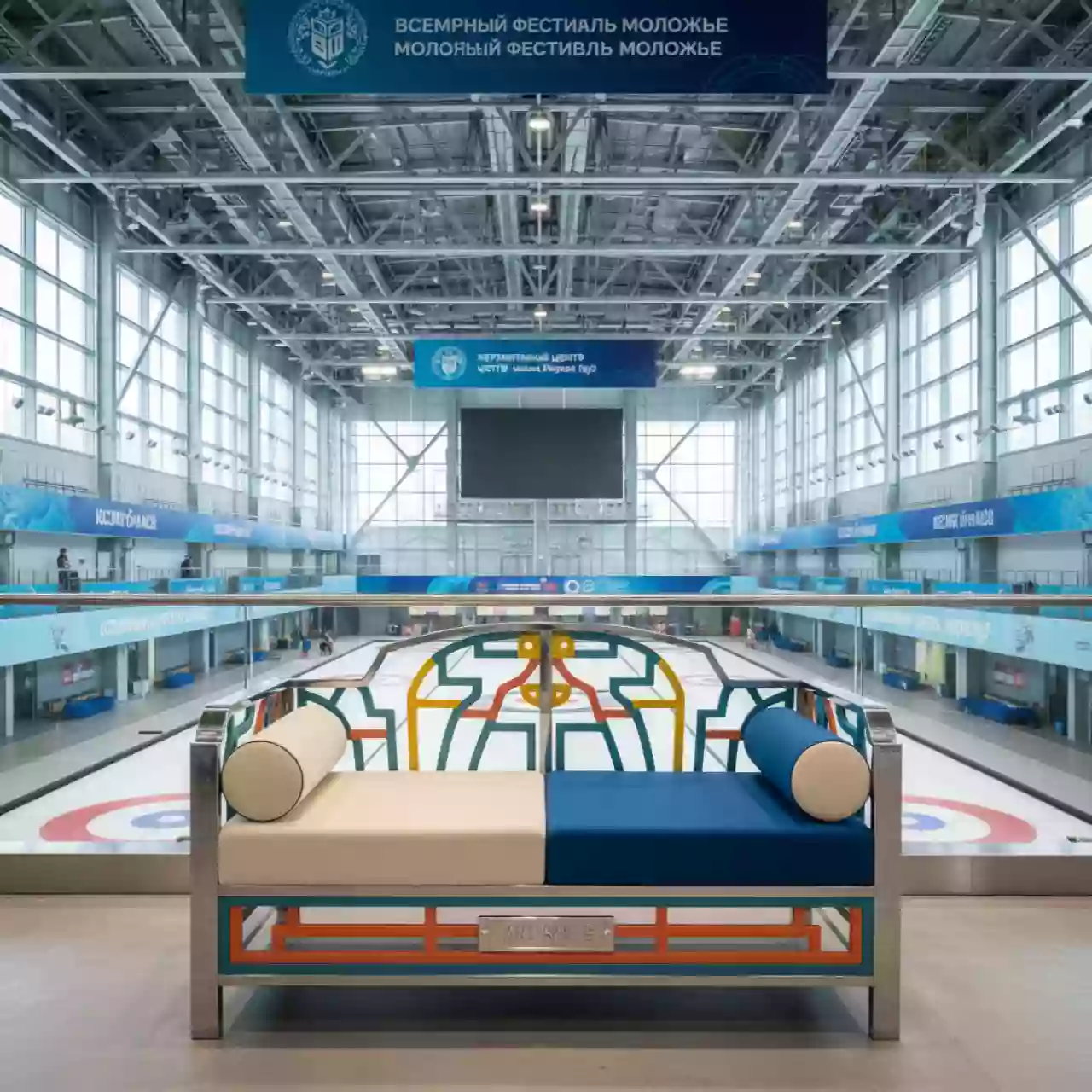 Аренда Диван двухместный Madrid из литого алюминия ALU в Керлинговом центре «Ледяной куб» — ART SPACE