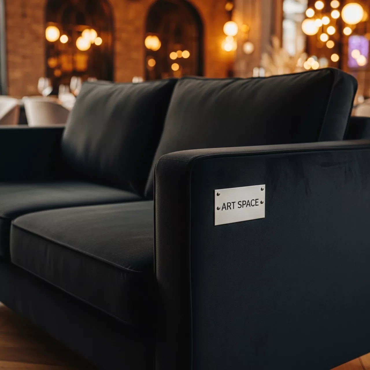 Аренда Диван двухместный Maya черный в ресторане «Высота 5642» — ART SPACE
