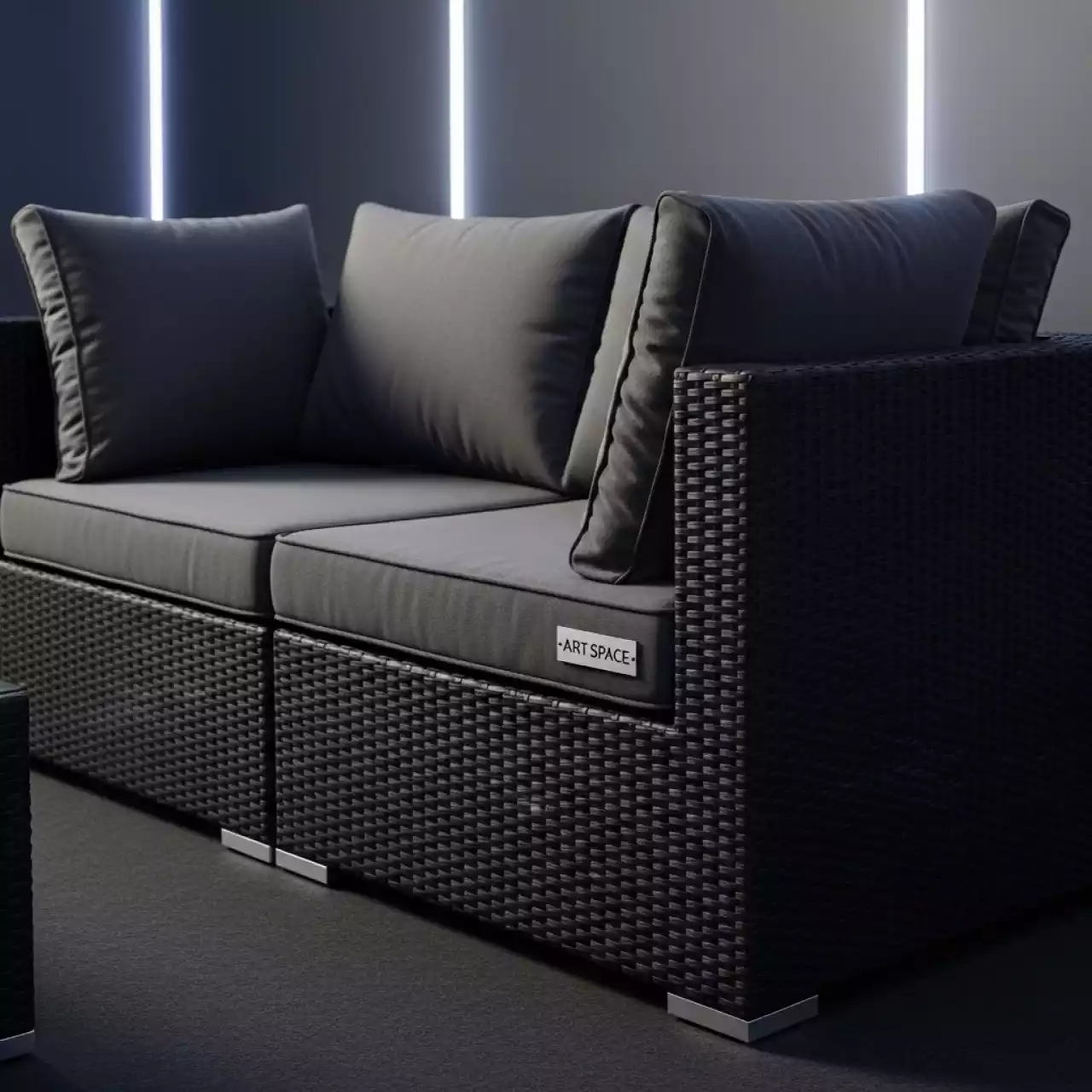Аренда Диван двухместный плетеный с подушками Brumas в Omega Sirius — ART SPACE