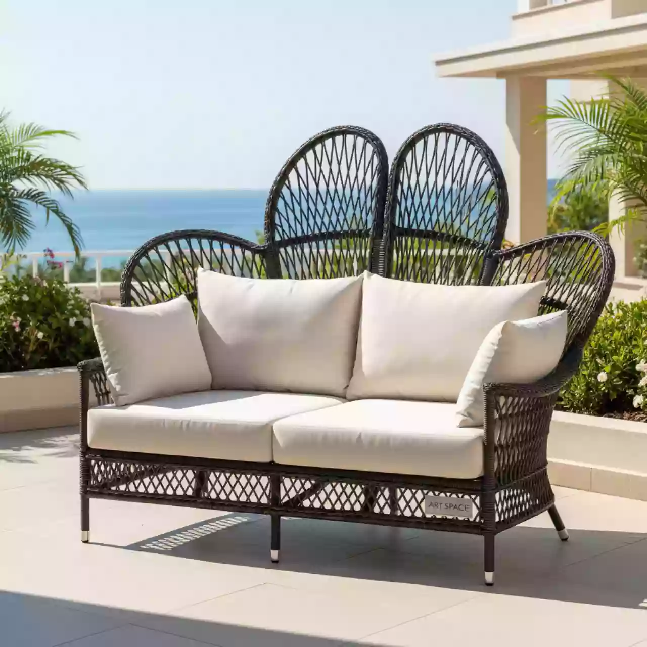Аренда Диван двухместный плетеный с подушками Butterfly II в Сочи Парк Отеле — ART SPACE