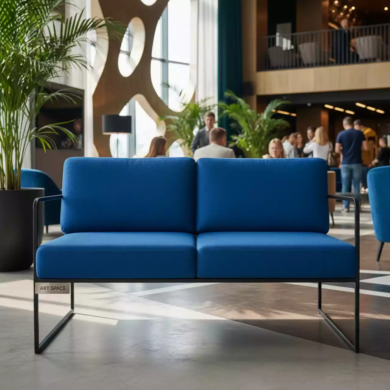 Аренда Диван двухместный с синей подушкой в санатории «Октябрьский» — ART SPACE