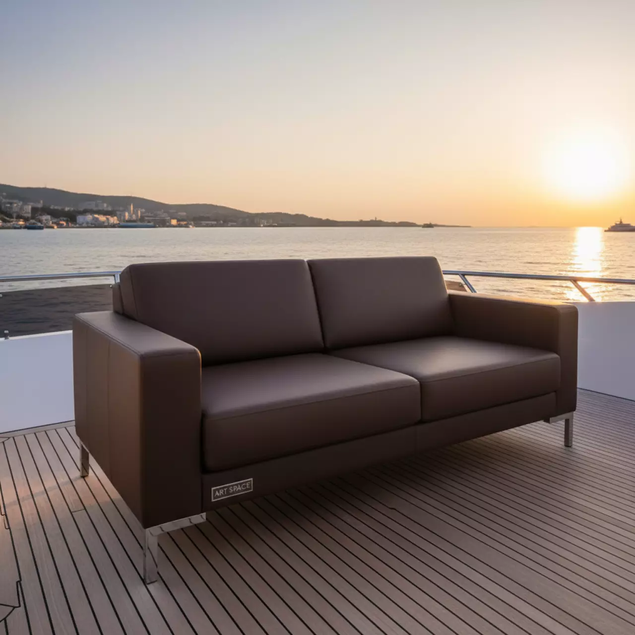 Аренда Диван двухместный Венеция коричневый на VIP теплоходе (Морпорт Сочи) — ART SPACE