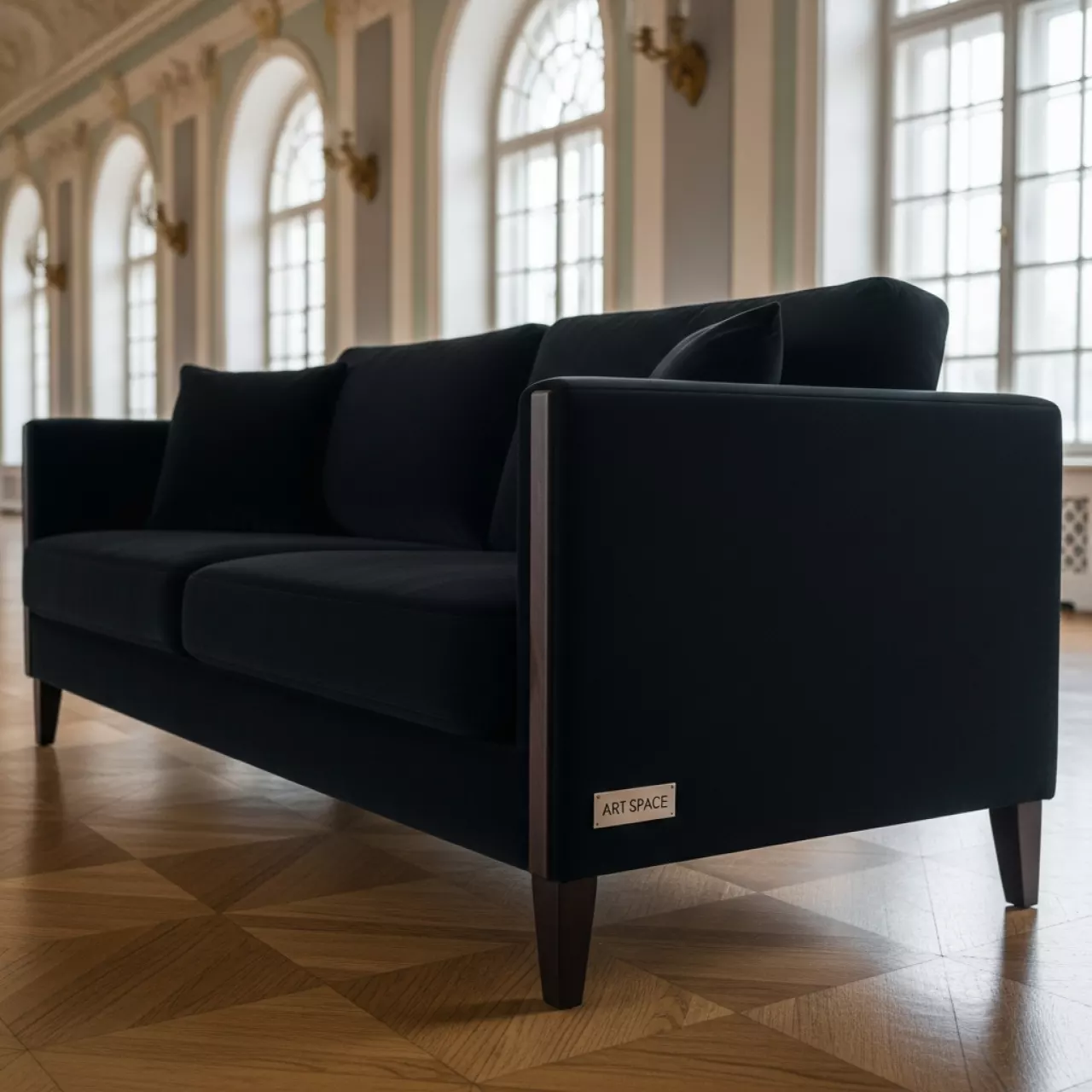 Аренда Диван Флори Б вельвет венге черный в усадьбе Голицына — ART SPACE