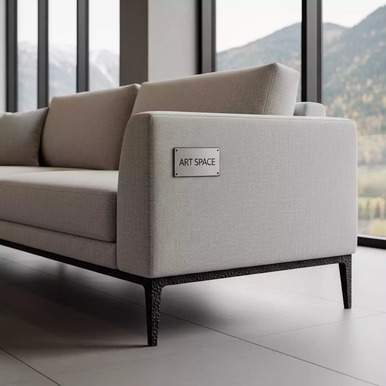 Аренда Диван Garda велюр Galaxy Lite ножки металл черный муар в Green Flow Hotel — ART SPACE