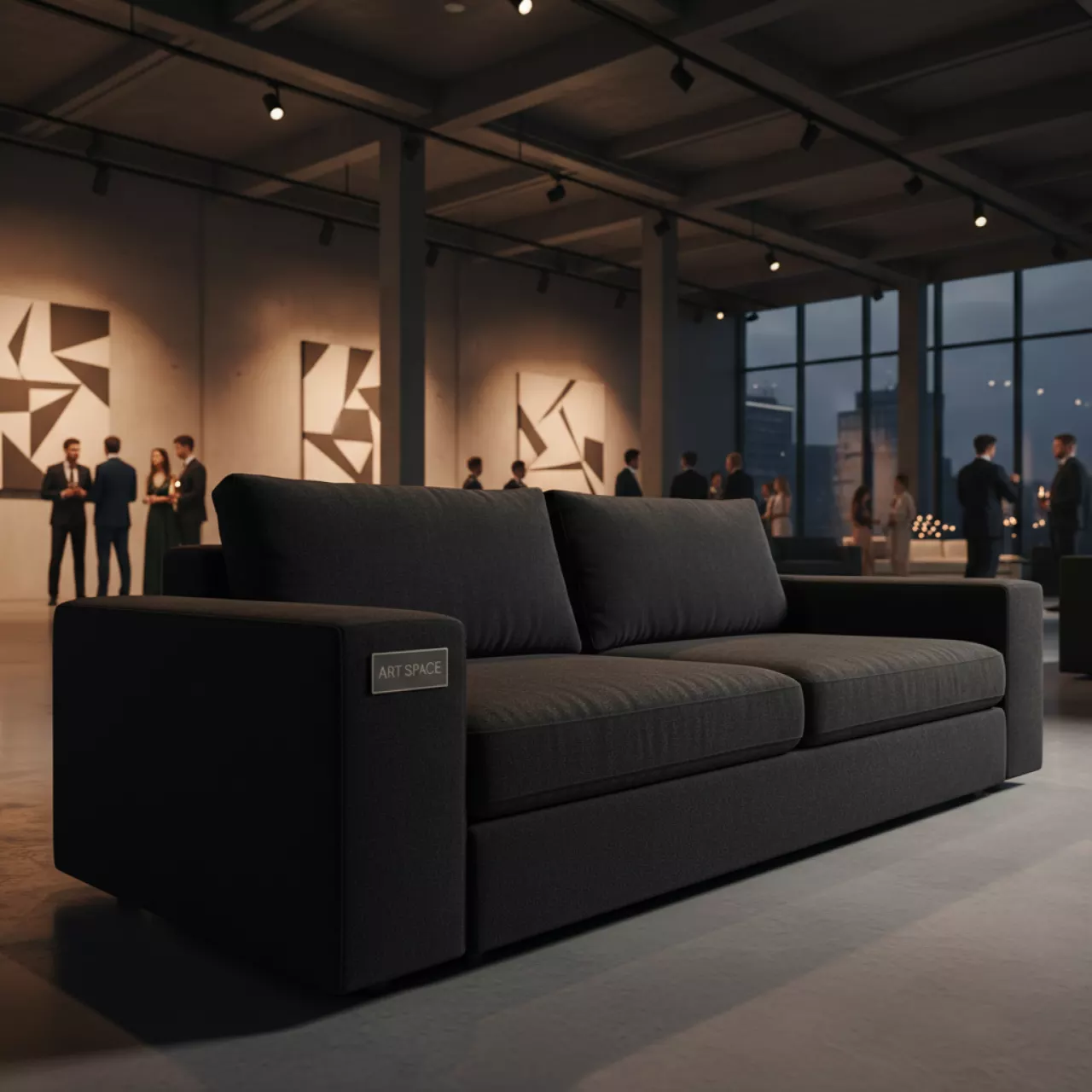 Аренда Диван глубокий черный Flow в МФК «Горный» — ART SPACE