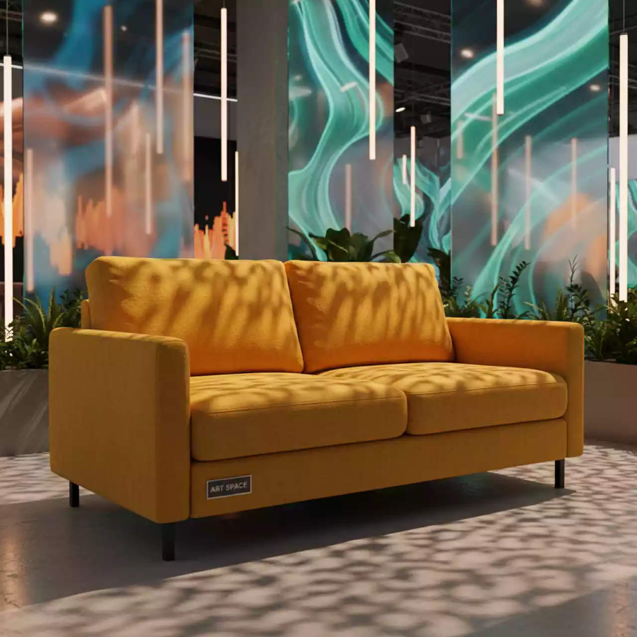 Аренда Диван горчичный Натта 1200 в Green Flow Hotel — ART SPACE