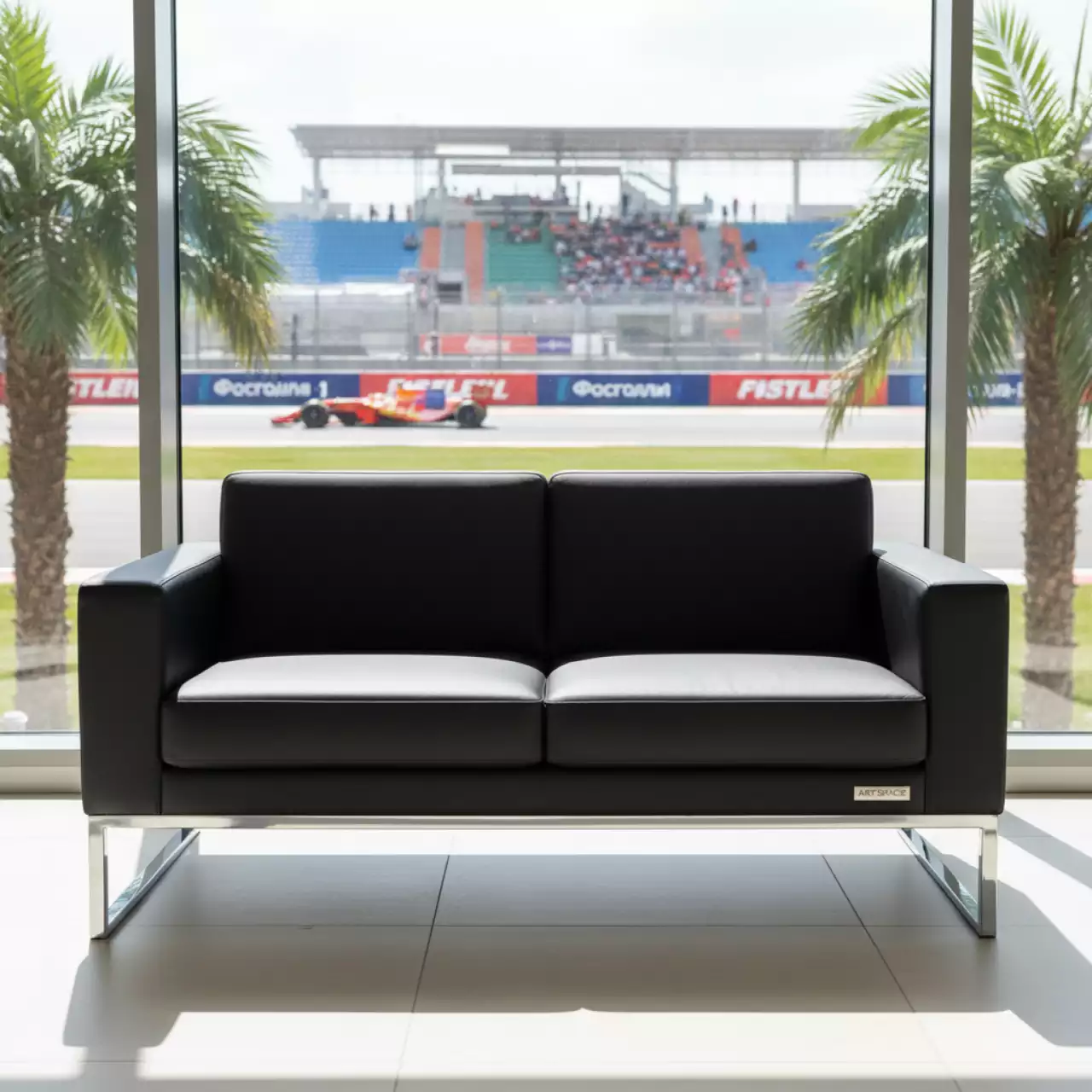 Аренда Диван hi tech двухместный черный в санатории «Русь» — ART SPACE
