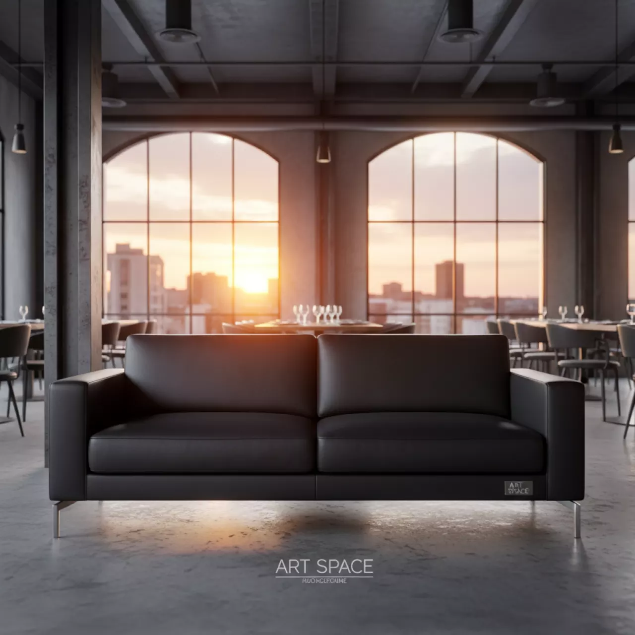 Аренда Диван из экокожи черный 120 см в ресторане «Sanremo» — ART SPACE