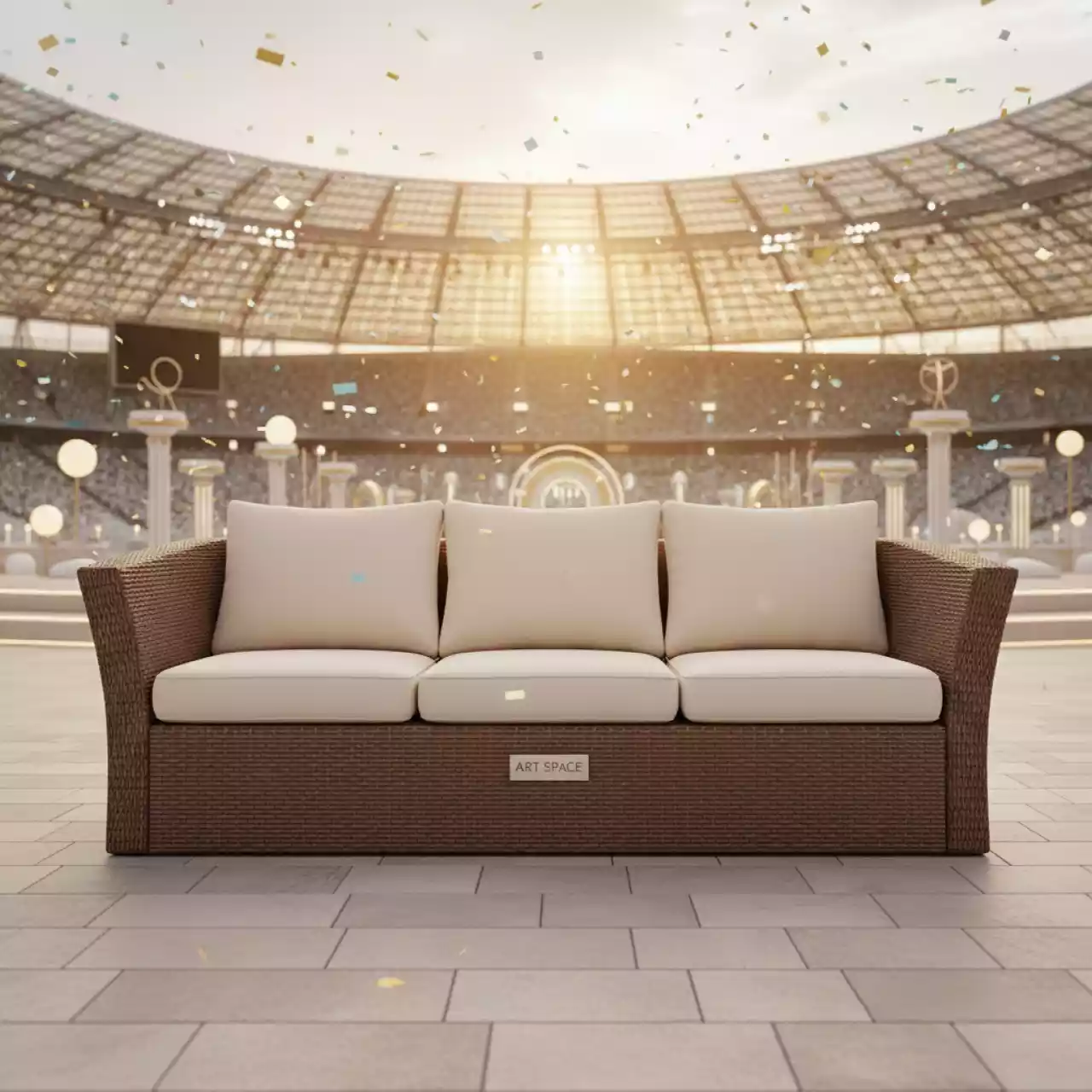 Аренда Диван из искусственного ротанга YH C2130W 3 brown на арене «Фишт» — ART SPACE