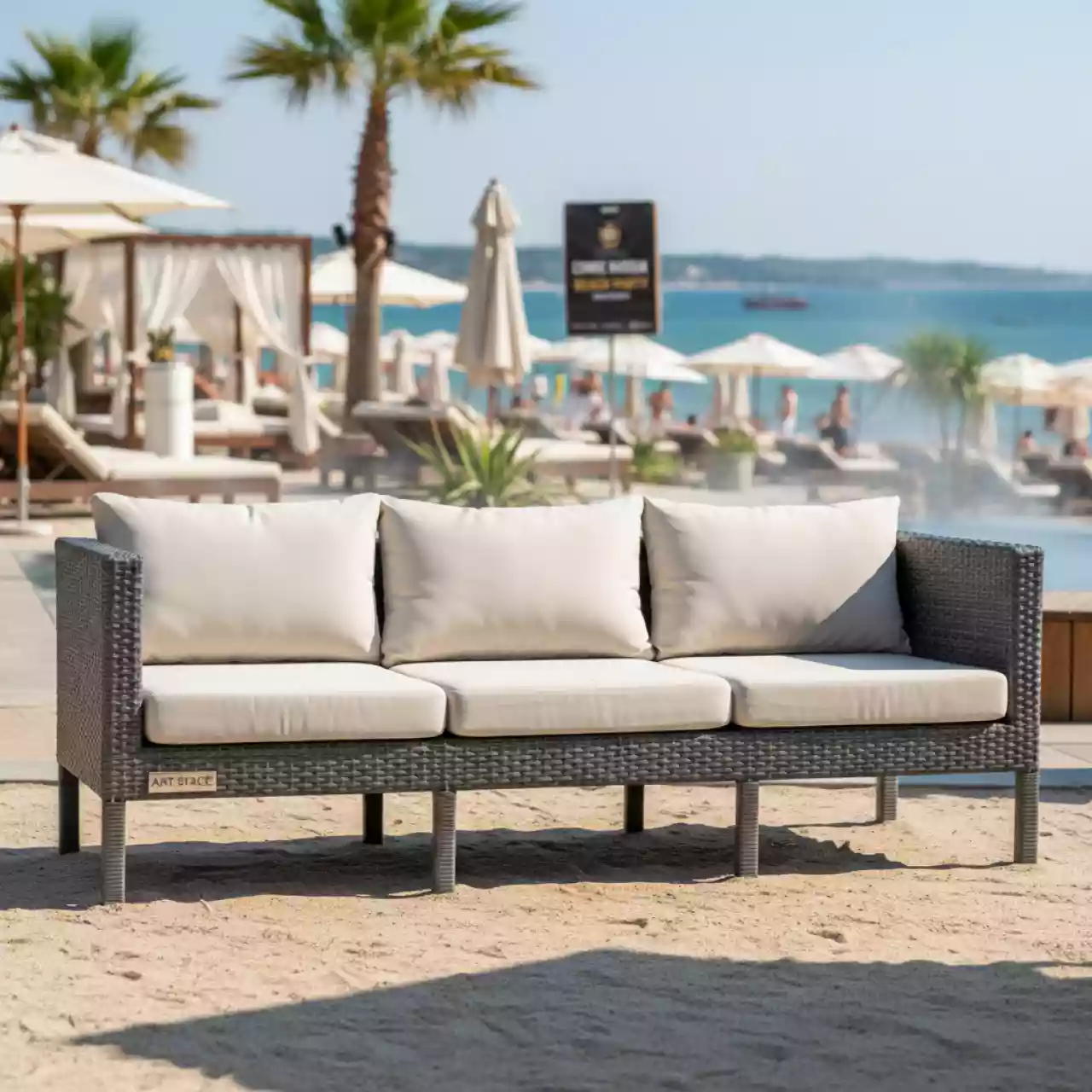 Аренда Диван из искусственного ротанга YH C2130W 3 TW на пляжных клубах Хосты — ART SPACE