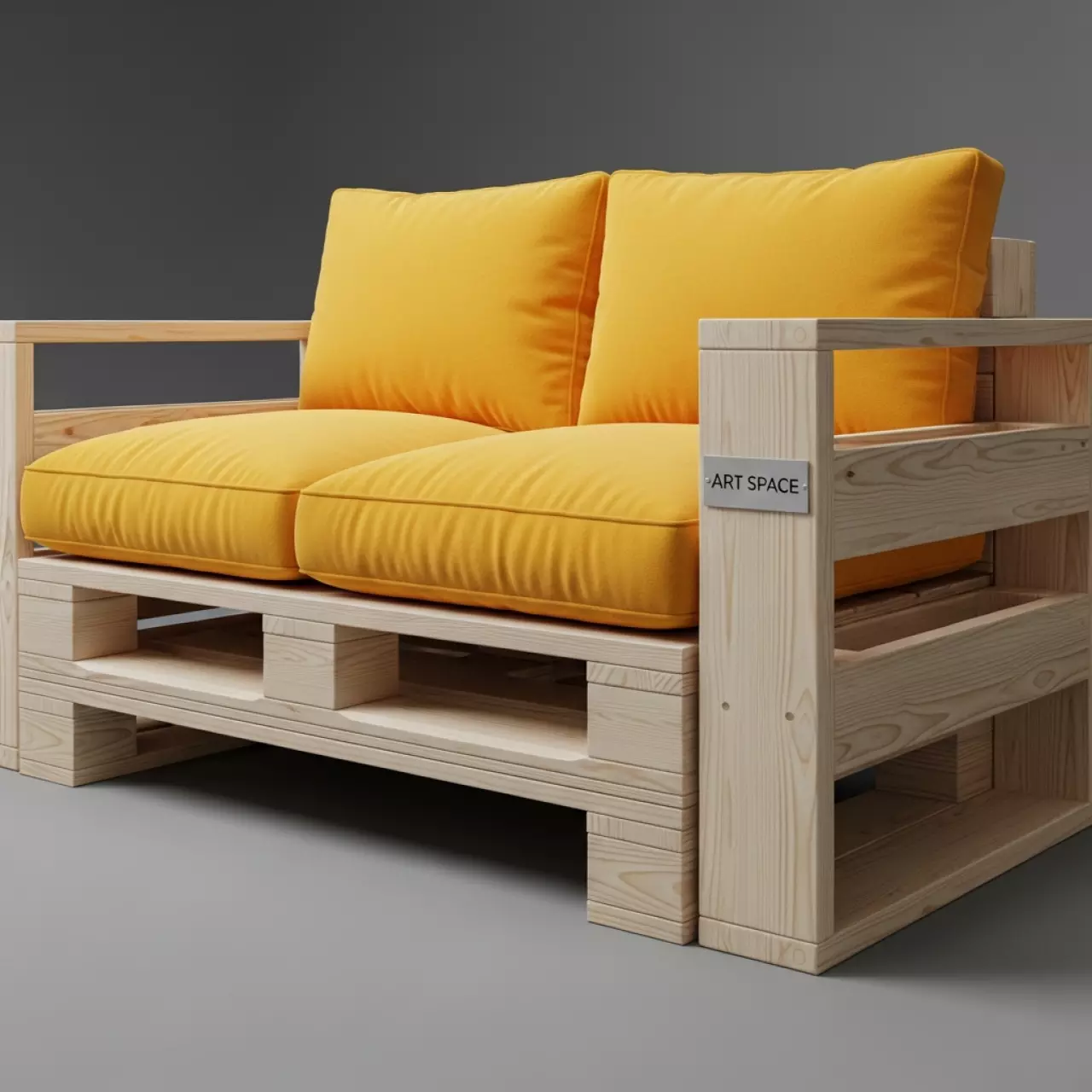 Аренда Диван из паллет двухместный желтая подушка в Courtyard by Marriott Sochi — ART SPACE