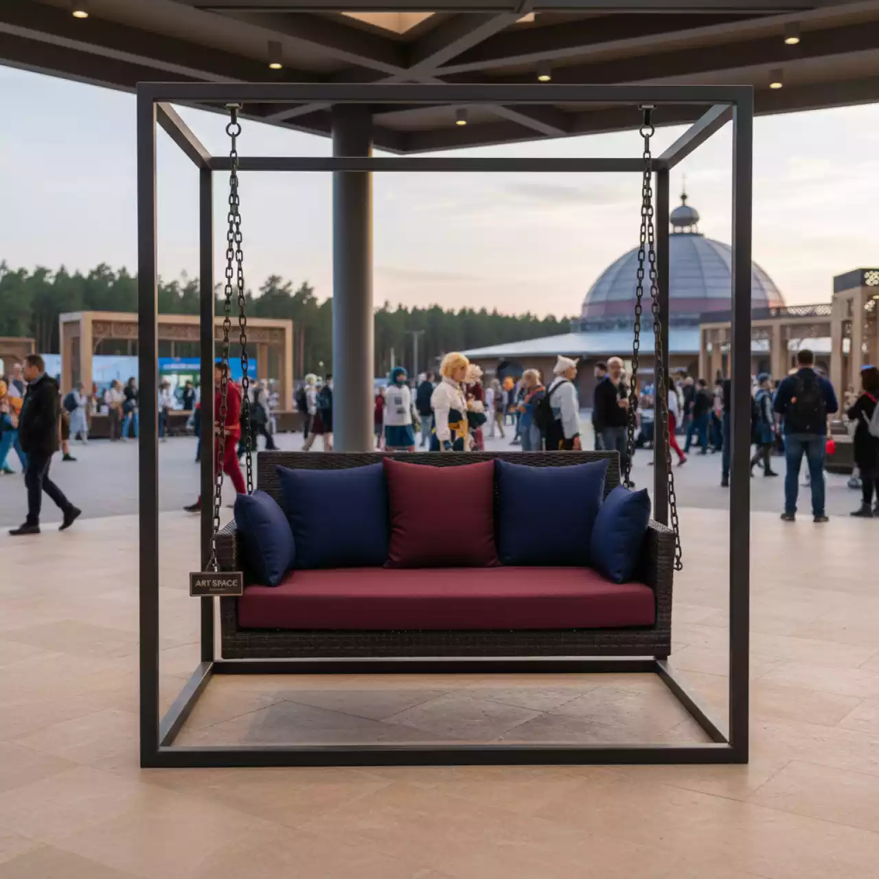 Аренда Диван качели плетеные с подушкой Ludo в этно-парке «Моя Россия» — ART SPACE