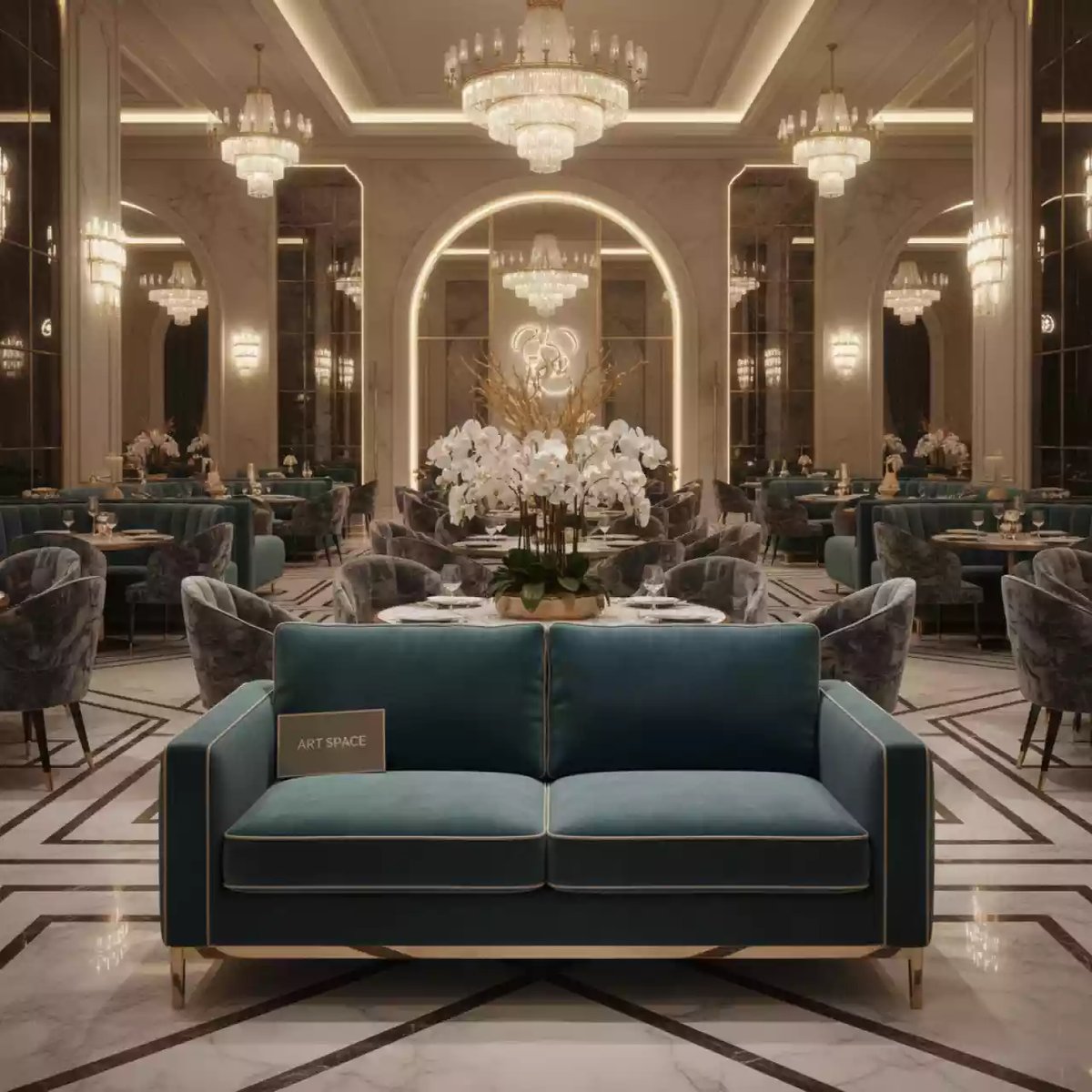 Аренда Диван Каспер двухместный в банкетном зале «Дельфин» — ART SPACE