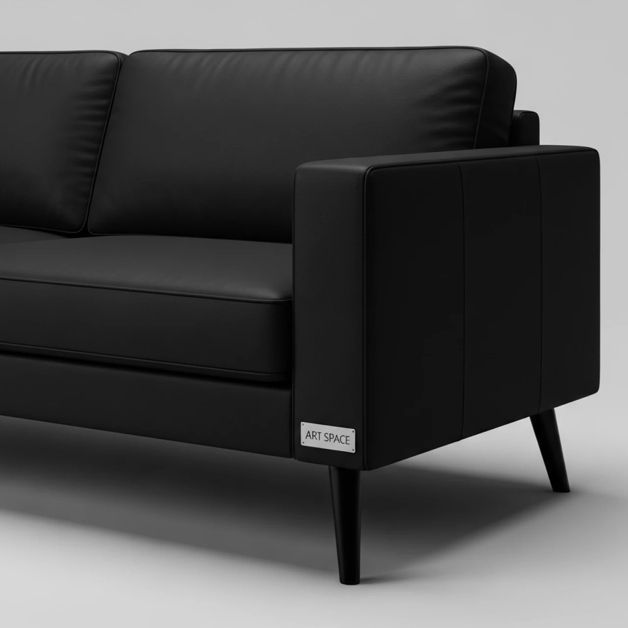 Аренда Диван Кинг экокожа Space Black опоры бук черная морилка в комплексе «Дагомыс» — ART SPACE