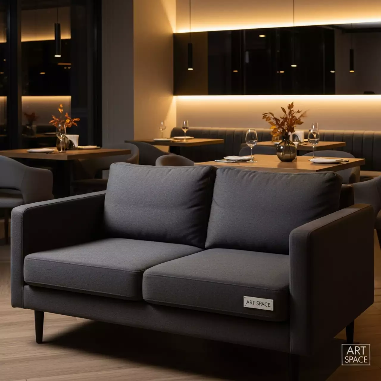Аренда Диван клаб прямой двухместный в ресторане «Паруса» — ART SPACE
