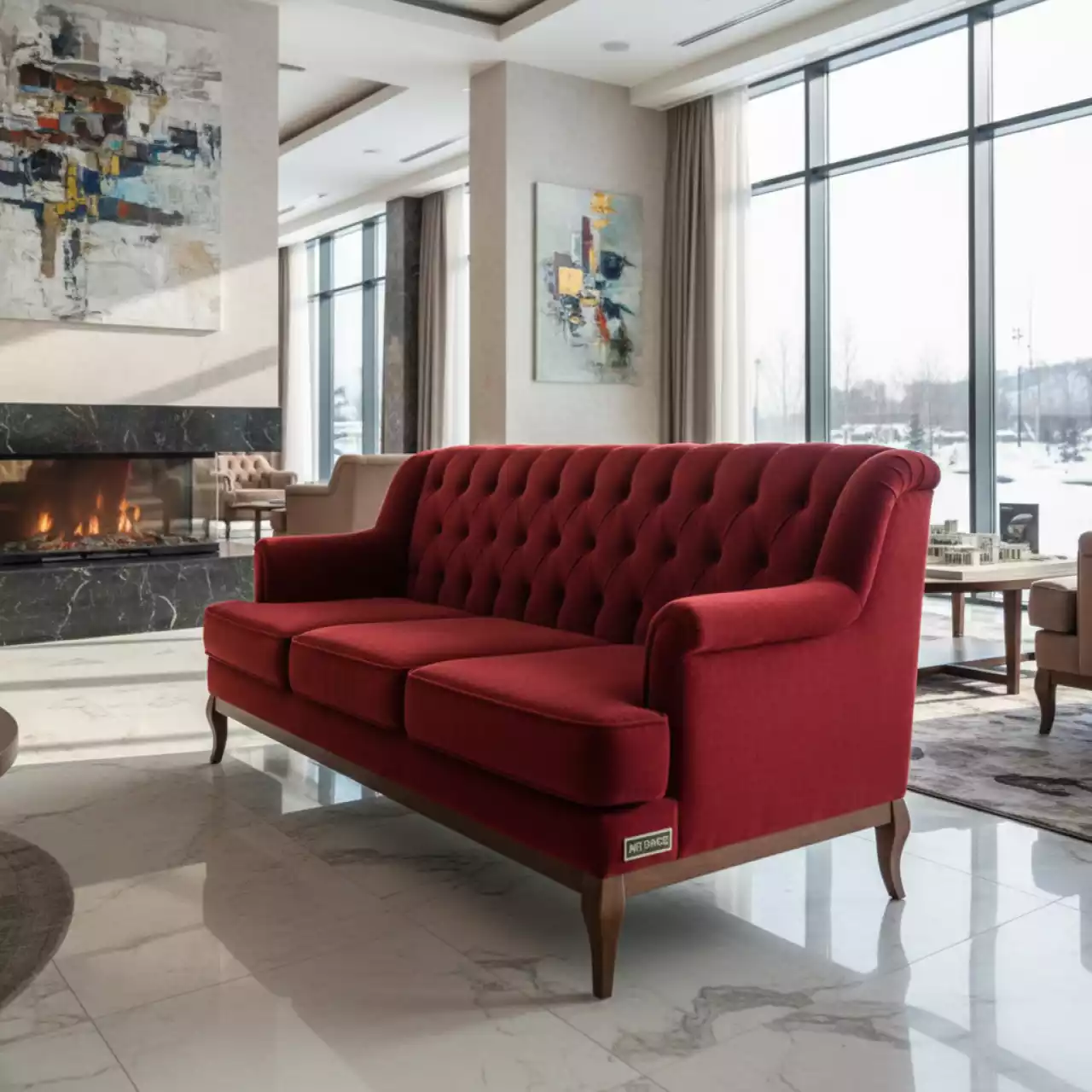 Аренда Диван Клеон велюр красный в Bridge Resort — ART SPACE