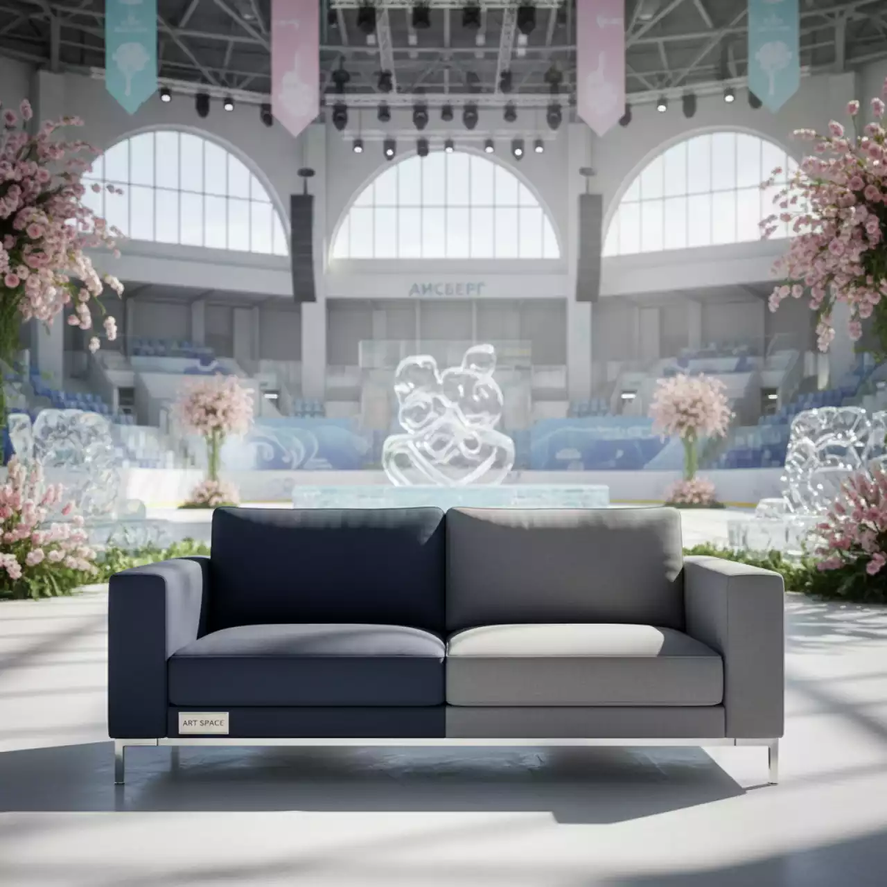 Аренда Диван Клиф прямой двухместный в Ледовом дворце «Айсберг» — ART SPACE