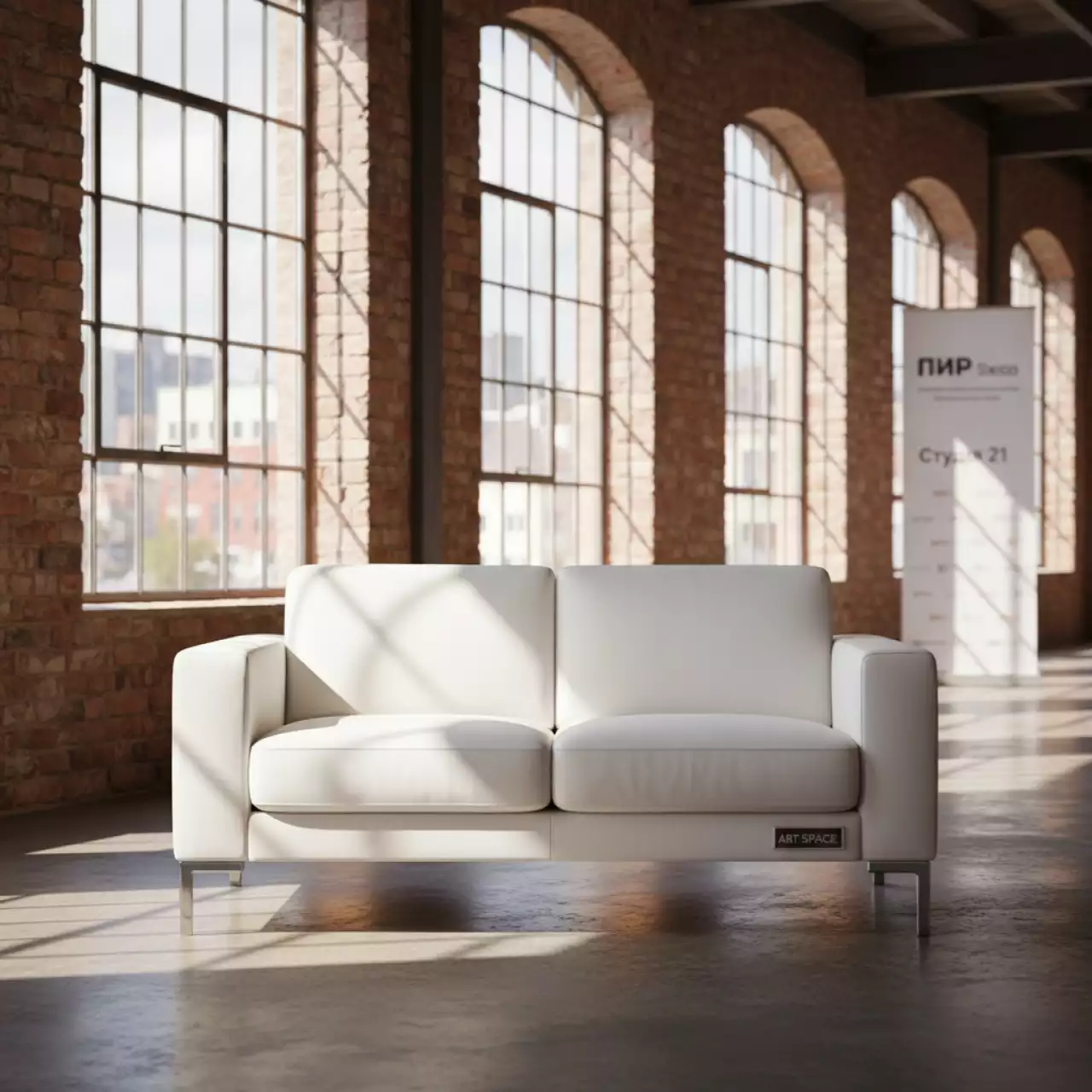Аренда Диван Клиппан белый экокожа 03 116WT в лофте «Студия 21» — ART SPACE