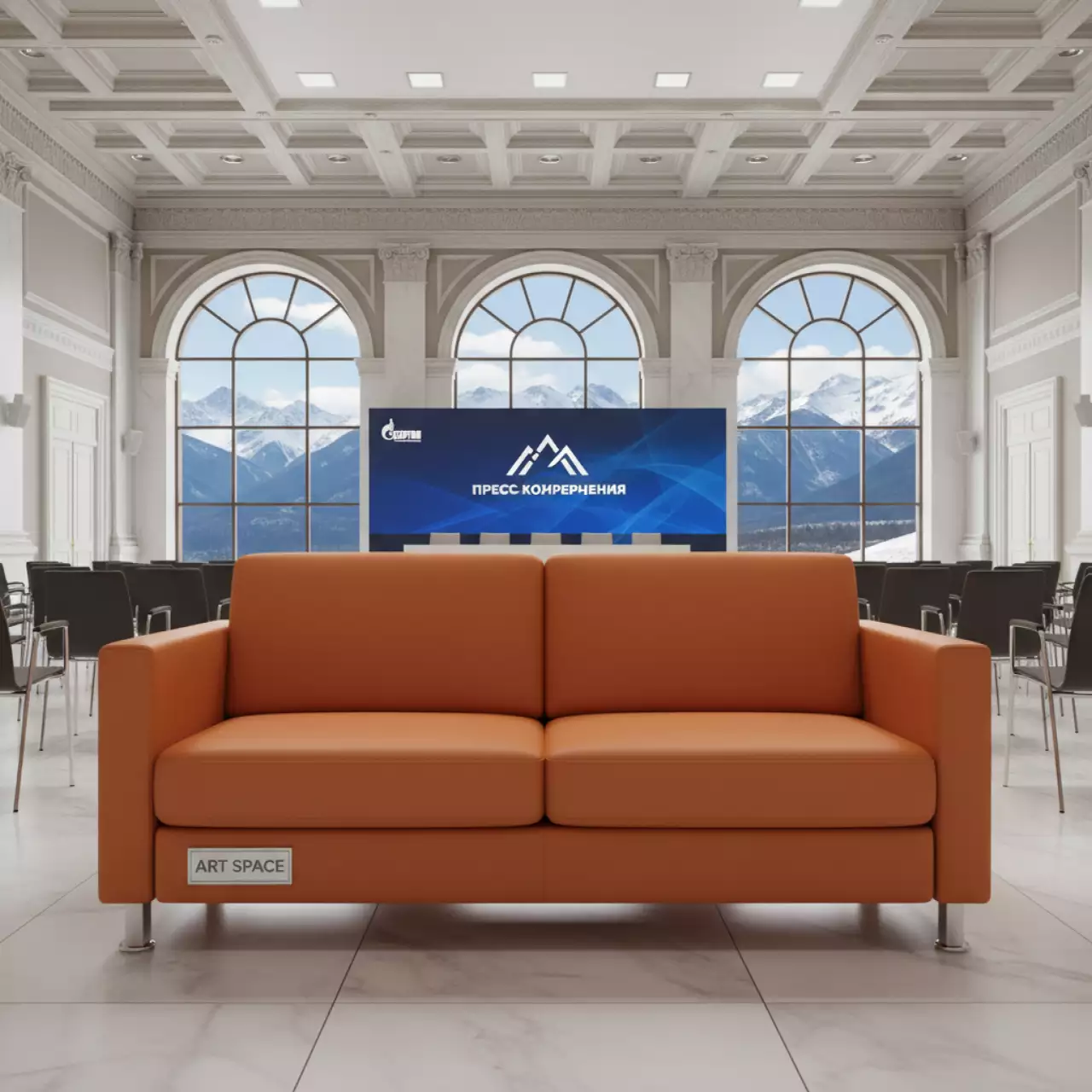Аренда Диван Клиппан из экокожи оранжевый на курорте «Газпром» (Альпика) — ART SPACE