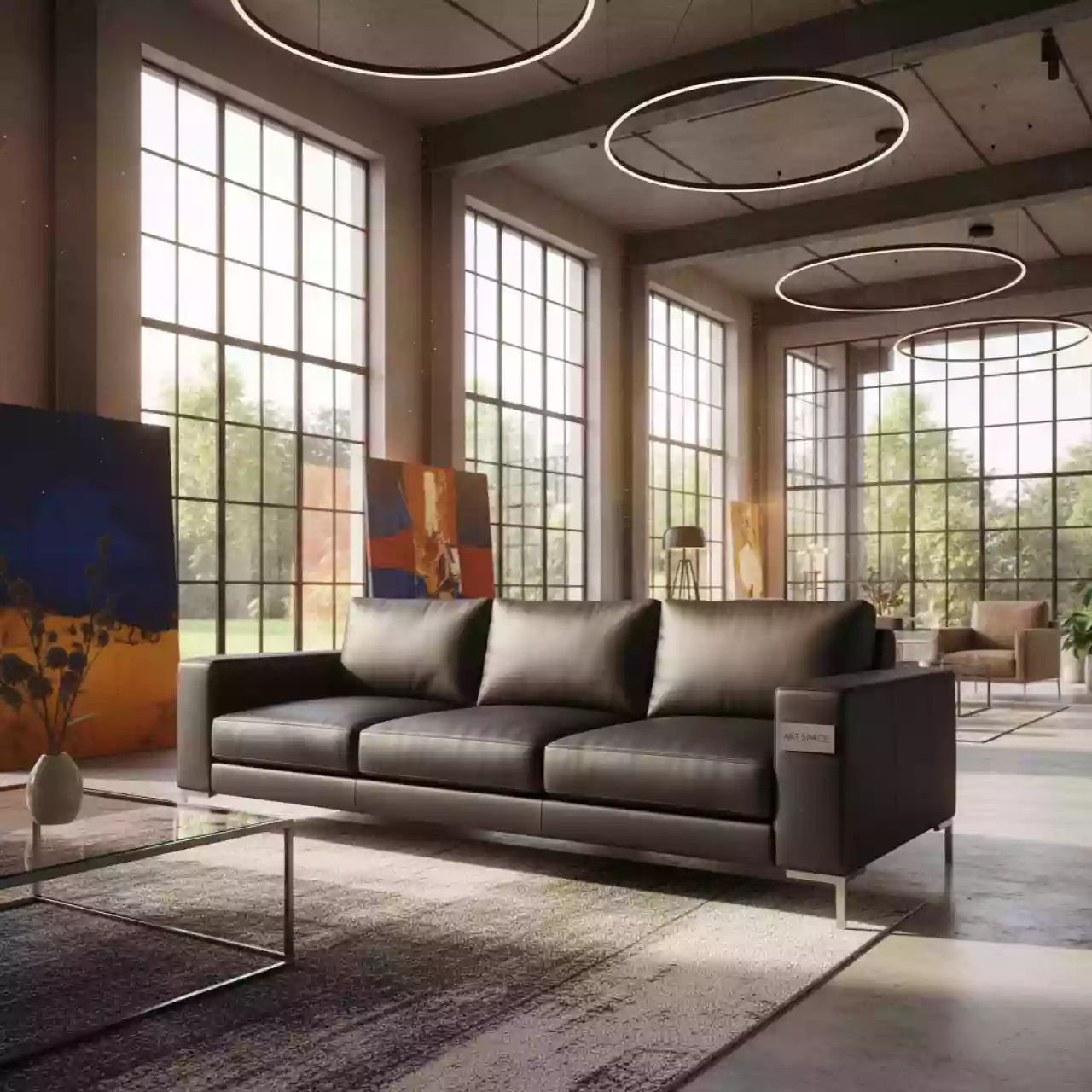 Аренда Диван Клиппан из натуральной кожи черный 03 151BK в Rodina Grand Hotel & SPA — ART SPACE