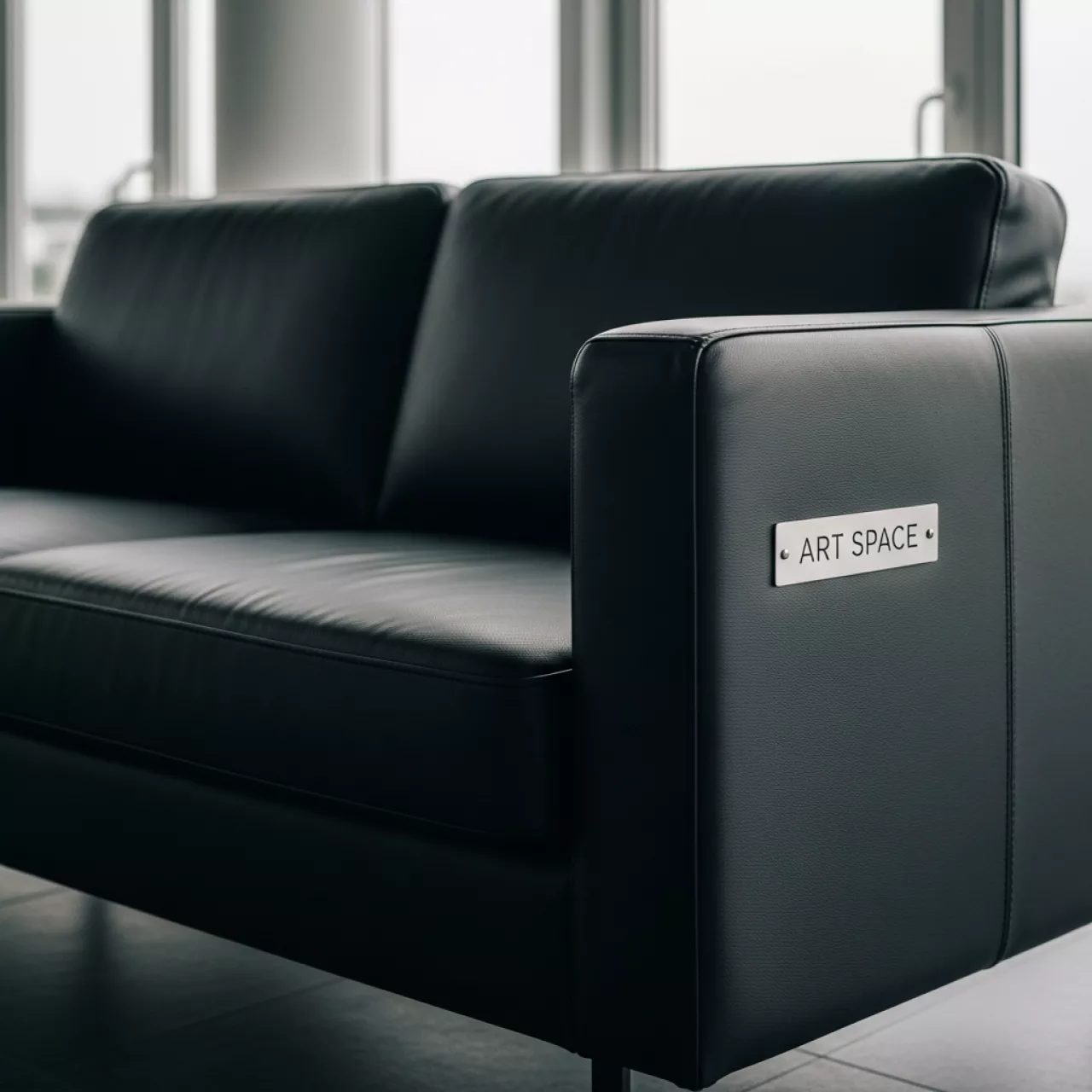 Аренда Диван Клиппан из натуральной кожи черный 03 151BK в зале «Чайка» (Морпорт) — ART SPACE