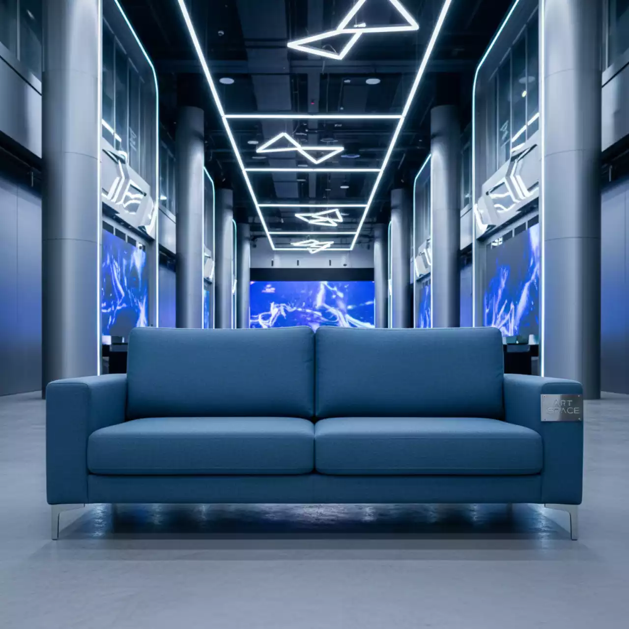 Аренда Диван Клиппан синий тканевый в Gamma Sirius — ART SPACE