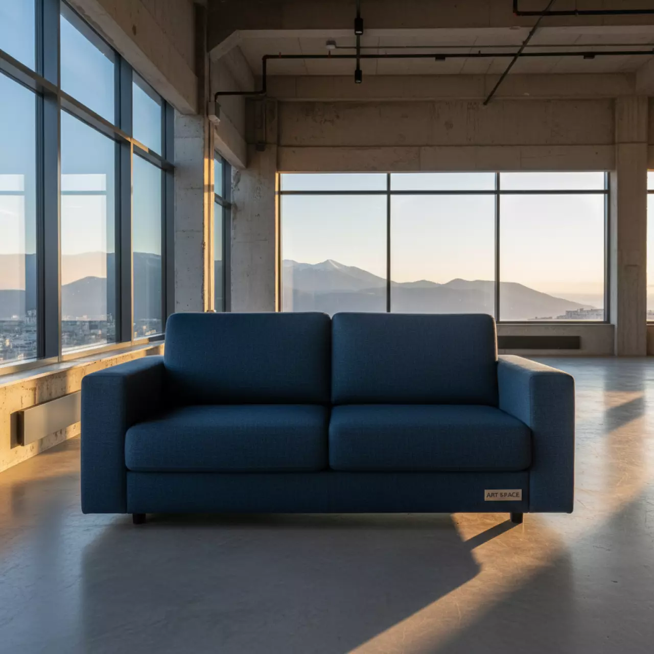 Аренда Диван Клиппан тканевый синий в Skypark Sochi — ART SPACE