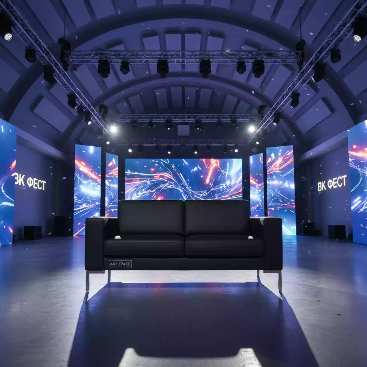 Аренда Диван Kubus двухместный черный в Зале органной и камерной музыки — ART SPACE