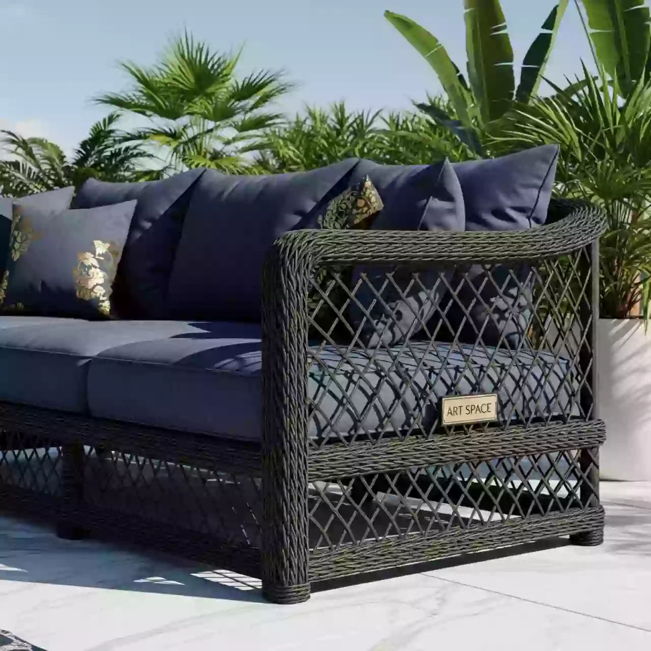 Аренда Диван лаунж плетеный с подушками Dream 2.0 в комплексе «Дагомыс» — ART SPACE