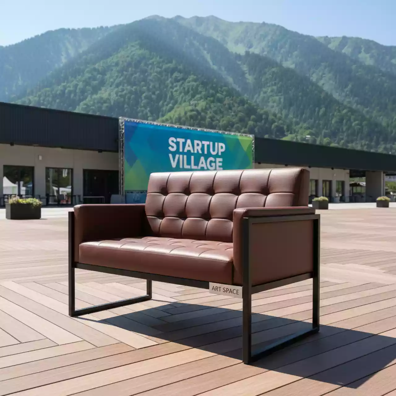 Аренда Диван лофт Магнус мини экокожа Brown на курорте «Газпром» (Альпика) — ART SPACE