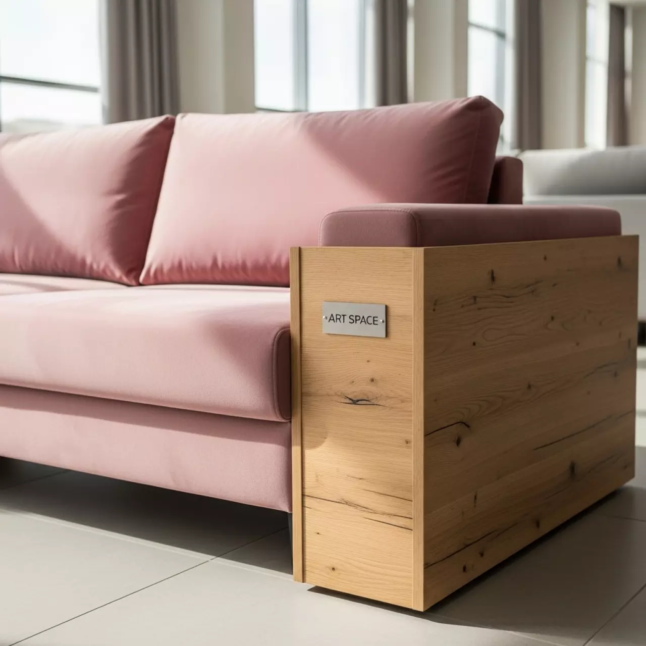 Аренда Диван Мистик велюр Nuvola 62 розовый ЛДСП Кроношпан Плитторг Дуб Сонома в конгресс-холле отеля Жемчужина — ART SPACE