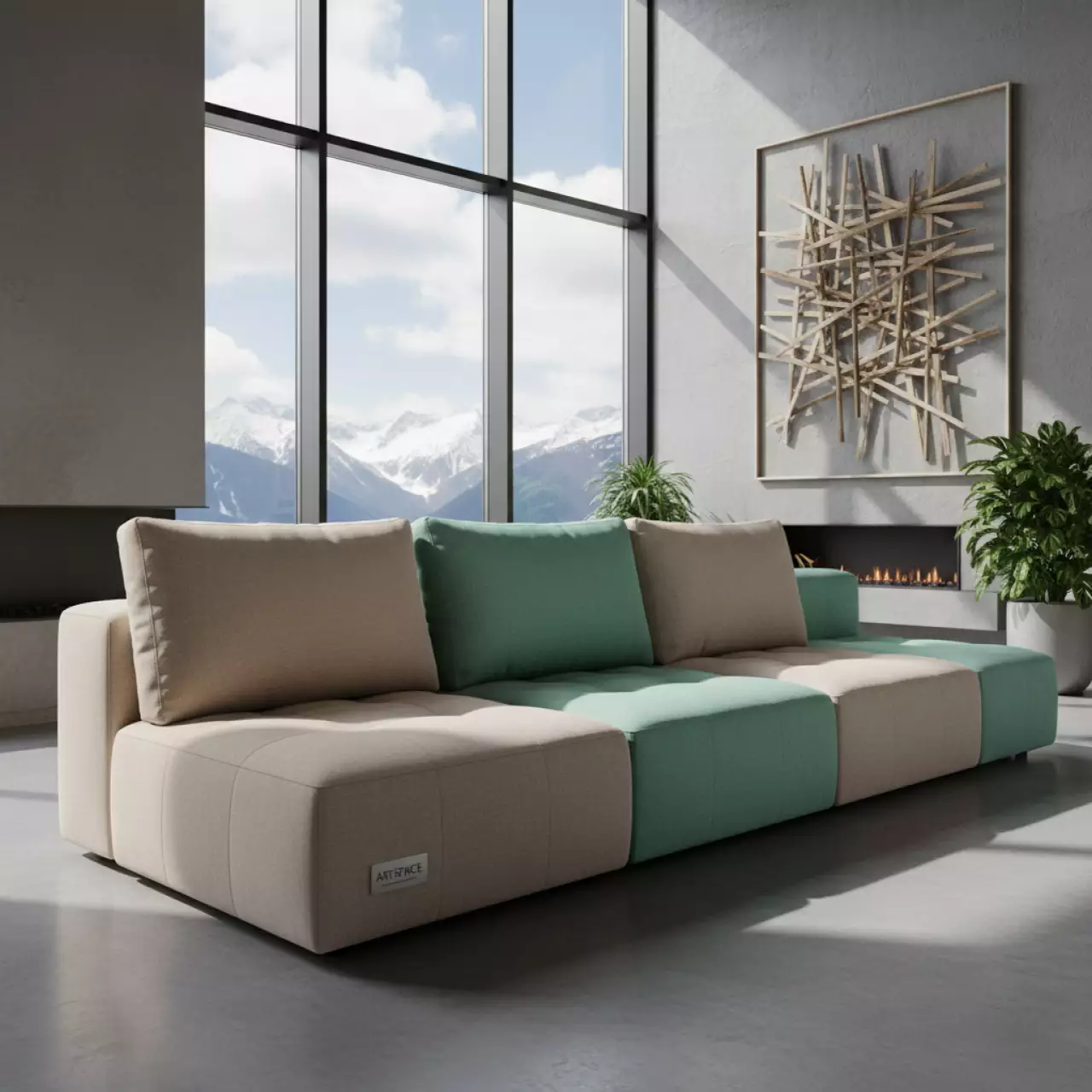 Аренда Диван модульный YR822BM бежевый ментоловый в Поляна 1389 Отель и Спа — ART SPACE