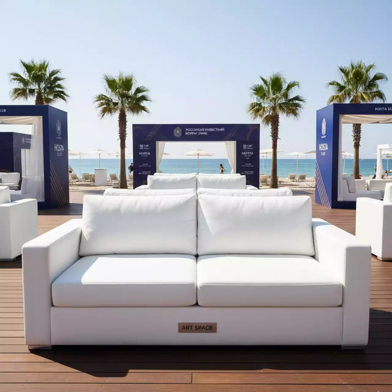 Аренда Диван Module белый на пляжных клубах Хосты — ART SPACE