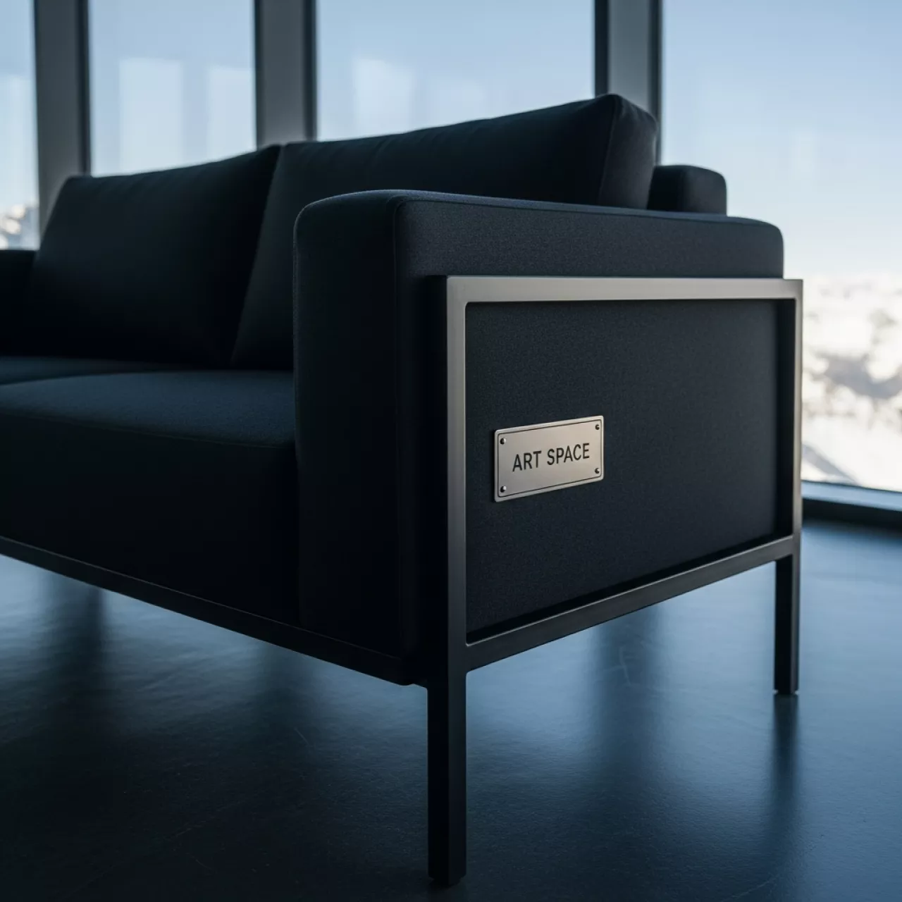 Аренда Диван на металлокаркасе черный на площадке Rosa Peak (2320м) — ART SPACE