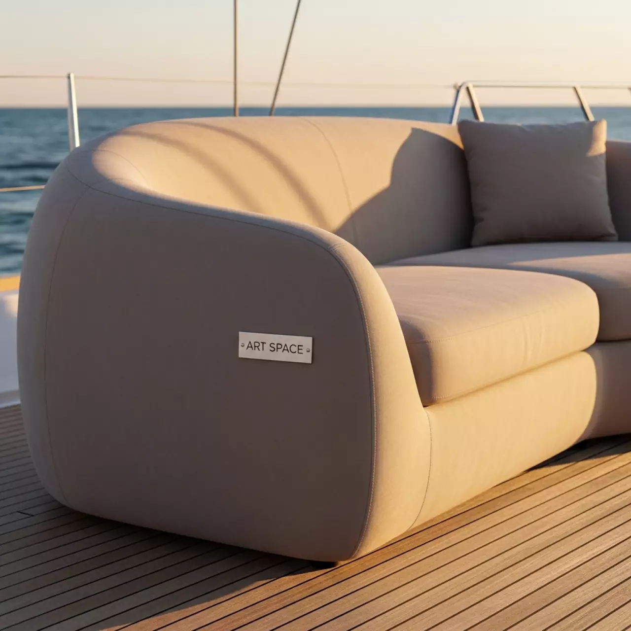 Аренда Диван Neo бежевый велюр 1200 мм на парусной регате (Сочи) — ART SPACE