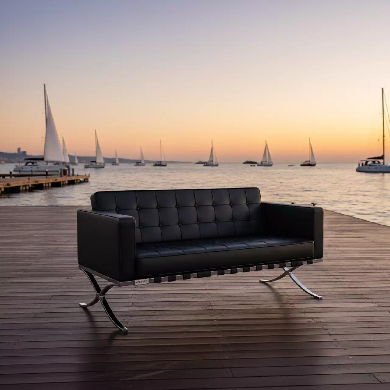 Аренда Диван офисный Barcelona 1 экокожа черный на парусной регате (Сочи) — ART SPACE