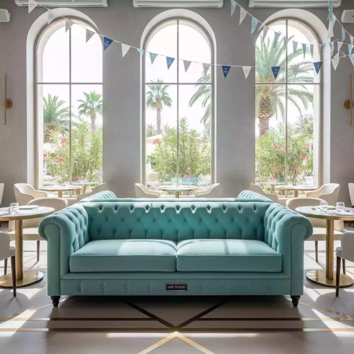 Аренда Диван П образный California Mint в ресторане «Sanremo» — ART SPACE