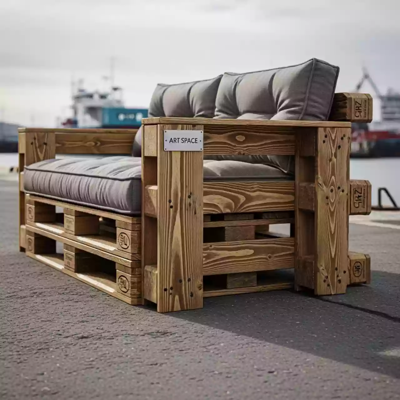 Аренда Диван паллетный со съемной спинкой 146х59х92 см на территории Морпорта Сочи — ART SPACE