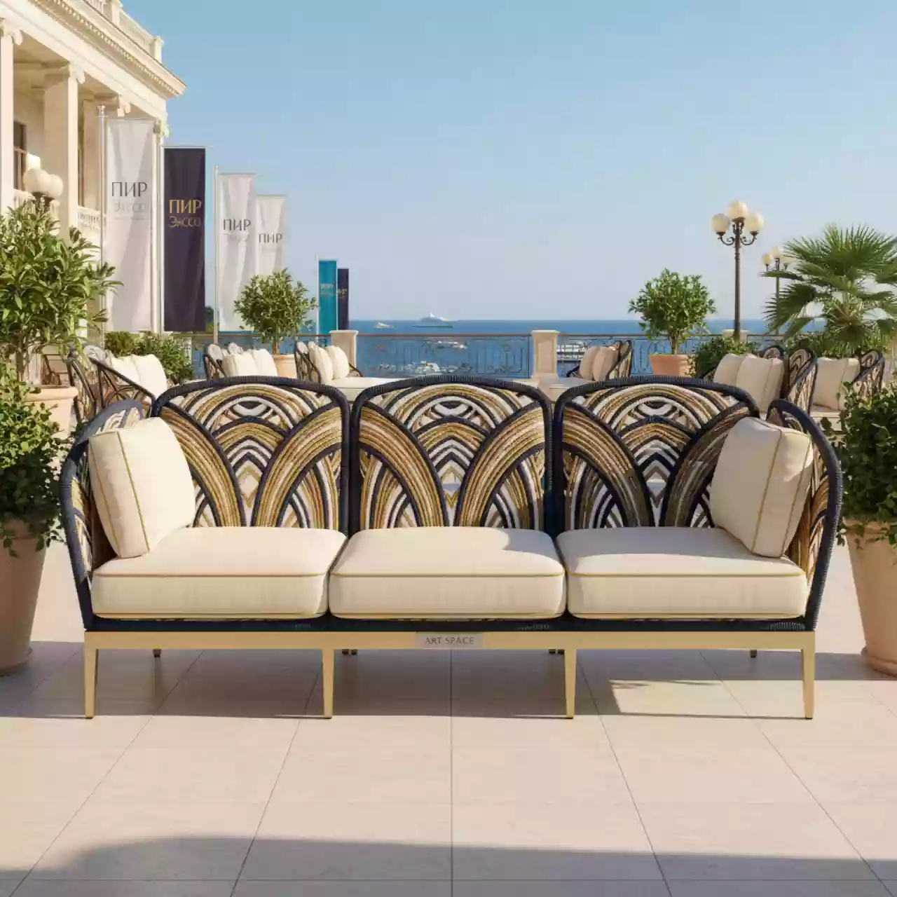 Аренда Диван плетеный трехместный Daisy Rope в гранд-отеле «Жемчужина» — ART SPACE