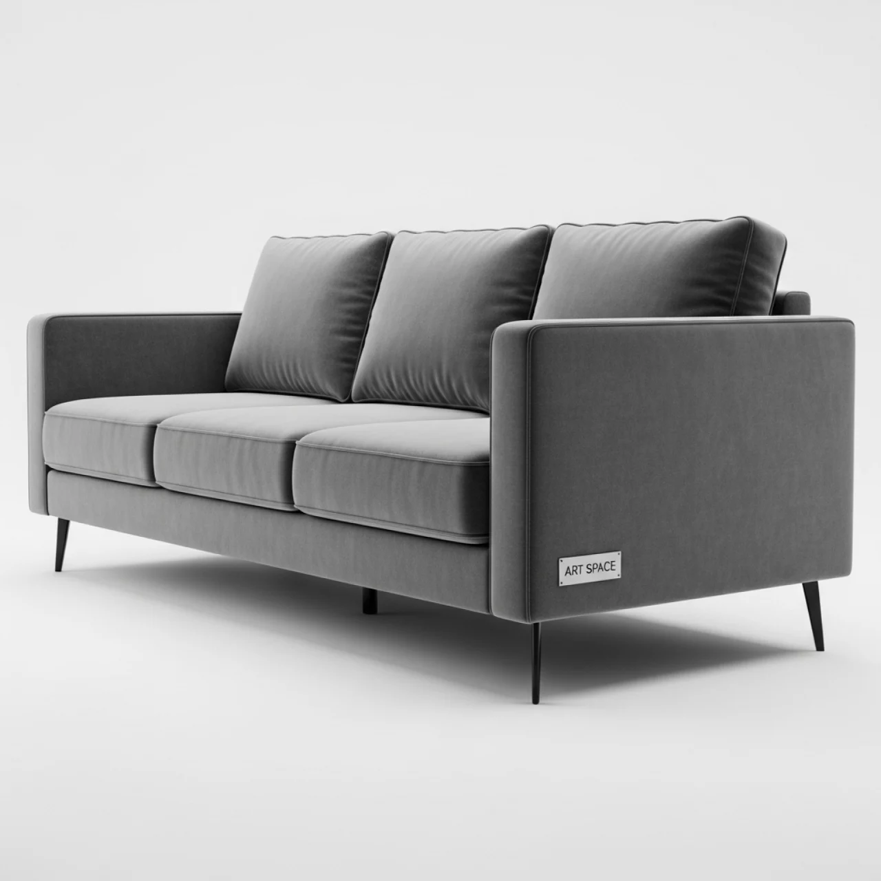 Аренда Диван Portofino серый велюр ножки металлические в ледовом дворце «Роза Хутор» — ART SPACE