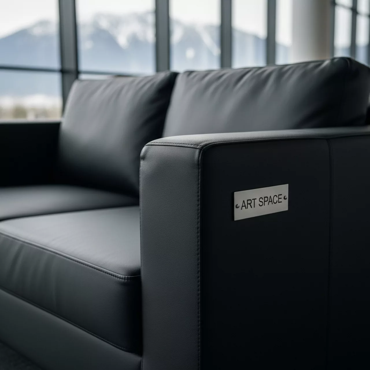 Аренда Диван Премьер двухместный черный из экокожи в Поляна 1389 Отель и Спа — ART SPACE