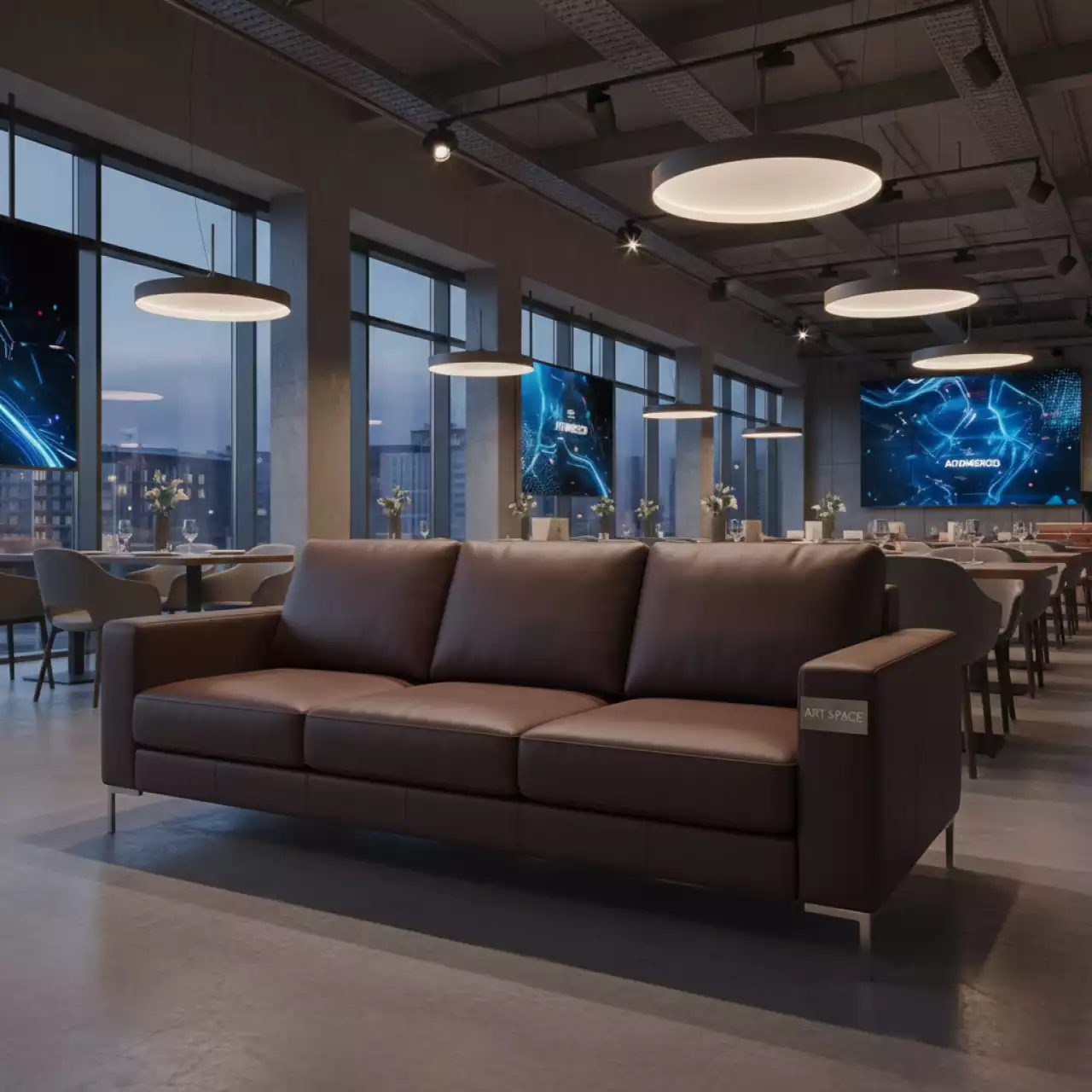 Аренда Диван Премьер коричневый трехместный в ресторане «La Terrazza» — ART SPACE