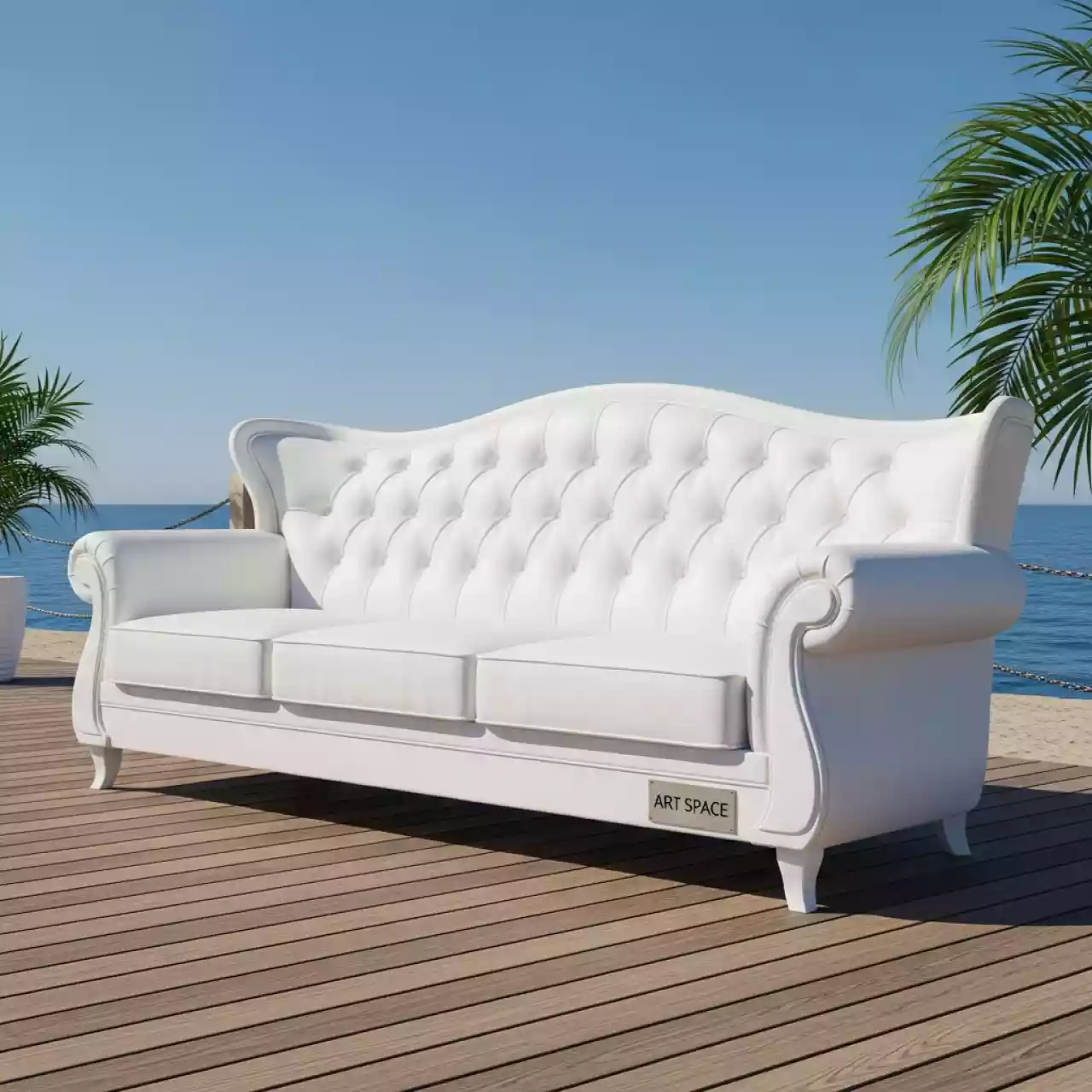 Аренда Диван Премьер трехместный белый на пляжных клубах Хосты — ART SPACE