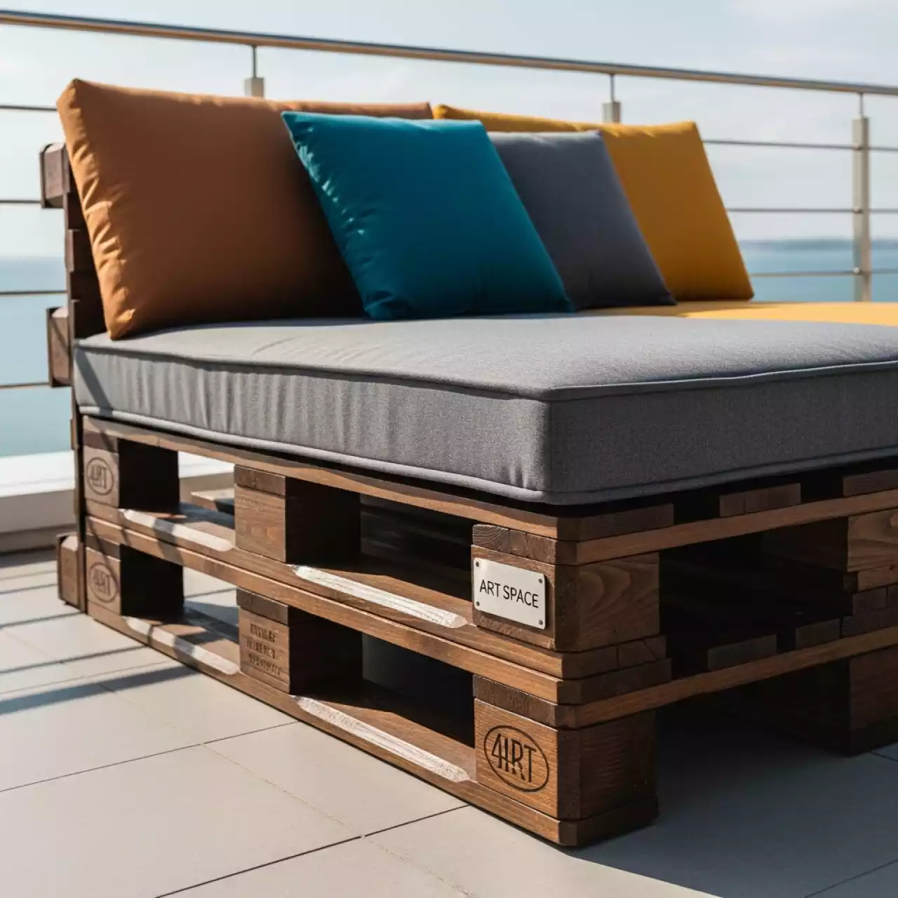 Аренда Диван прямой из коричневых паллет в комплексе Sea Galaxy — ART SPACE