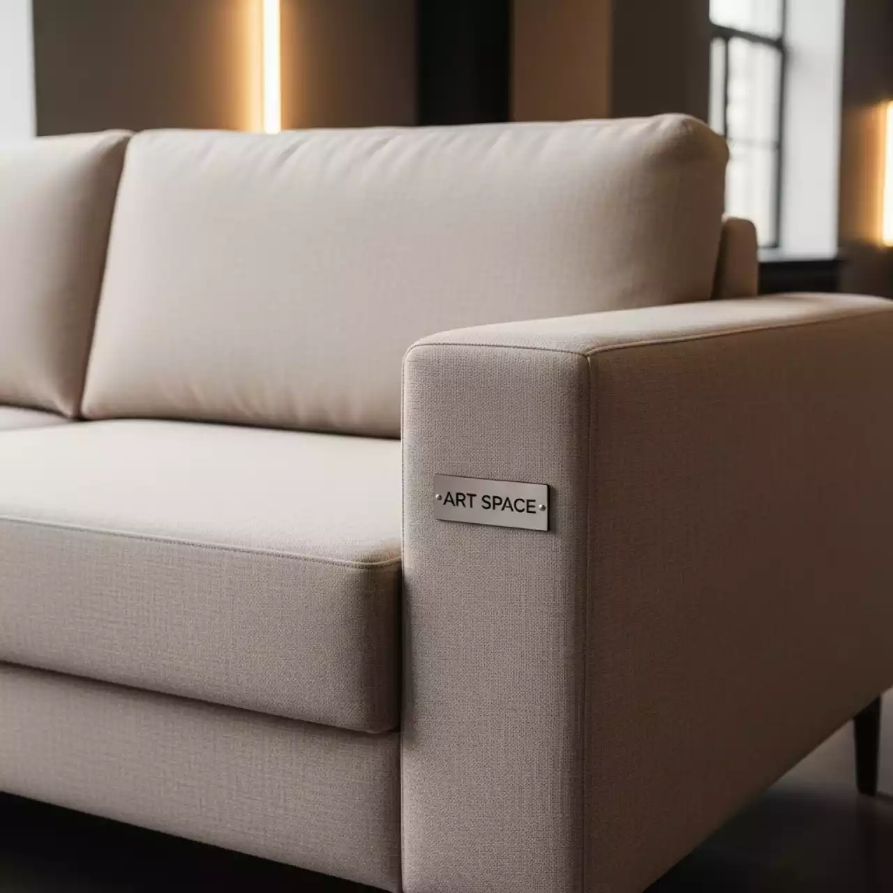 Аренда Диван прямой тканевый Римини бежевый в Керлинговом центре «Ледяной куб» — ART SPACE