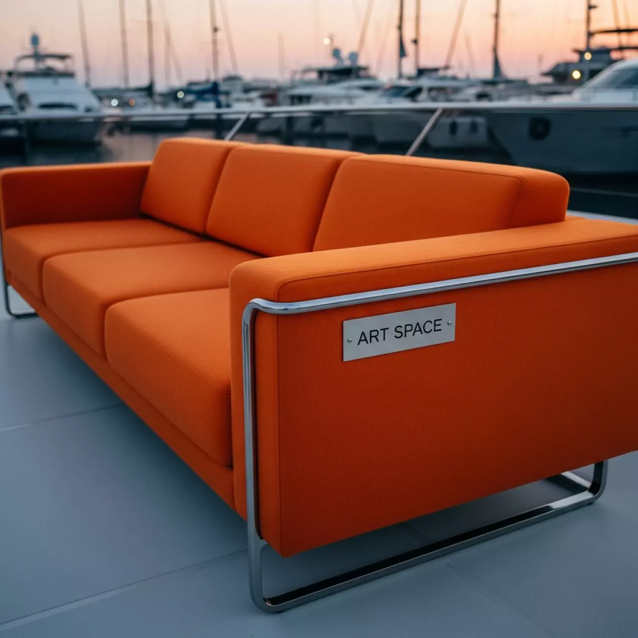 Аренда Диван Римус оранжевый 2600 мм на VIP-яхте (Имеретинский порт) — ART SPACE