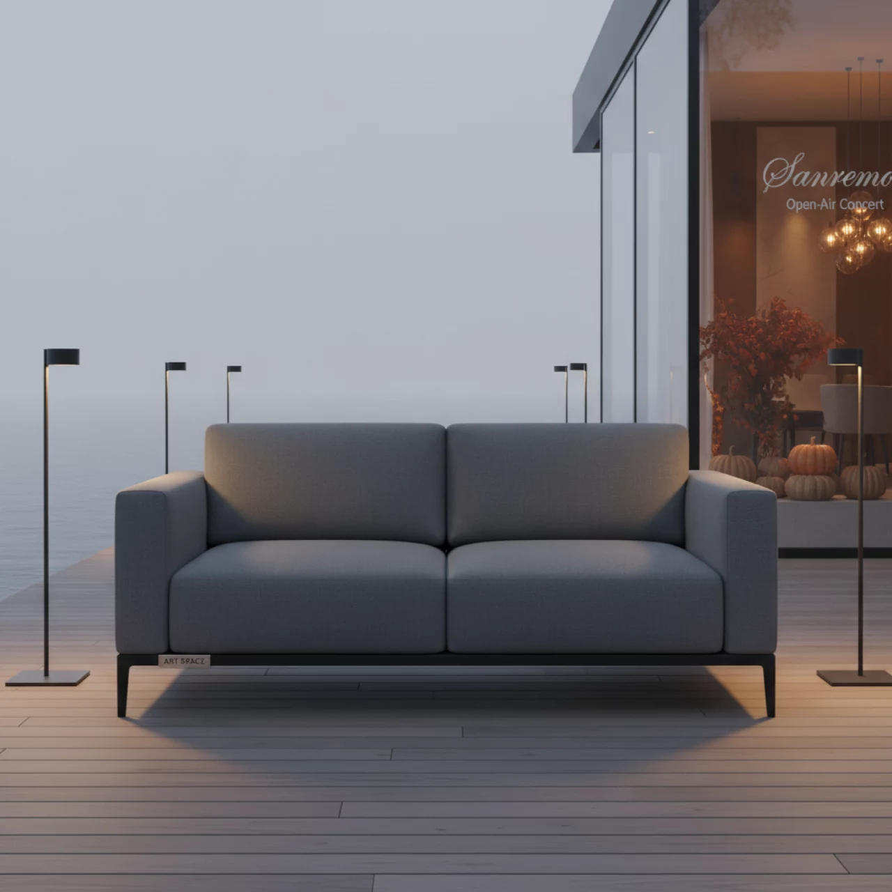 Аренда Диван Rotterdam двухместный серый в ресторане «Sanremo» — ART SPACE